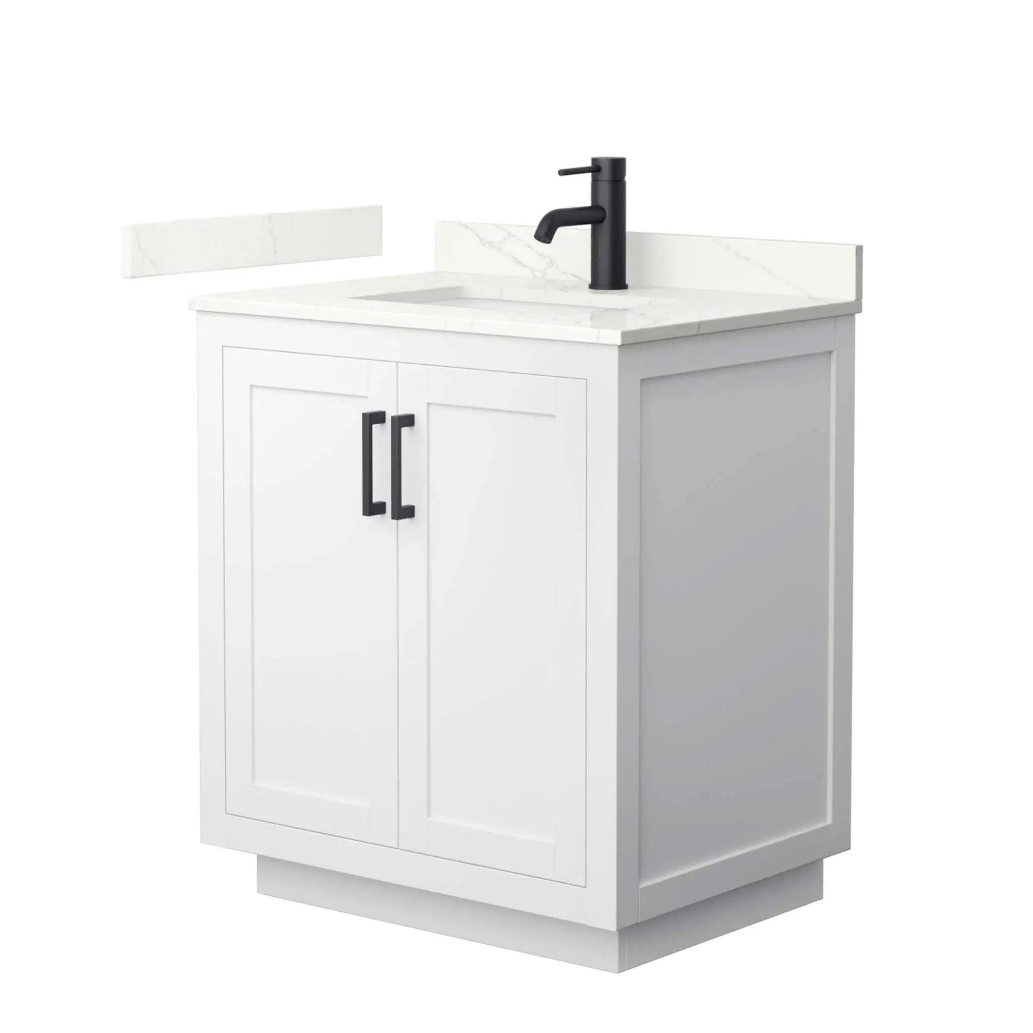 30" Miranda Single Bathroom Vanity in White with Matte Black Trim by Wyndham