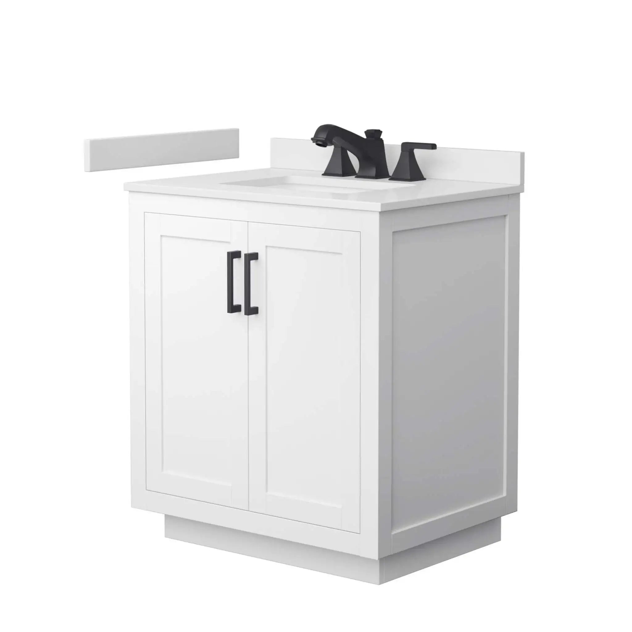 30" Miranda Single Bathroom Vanity in White with Matte Black Trim by Wyndham