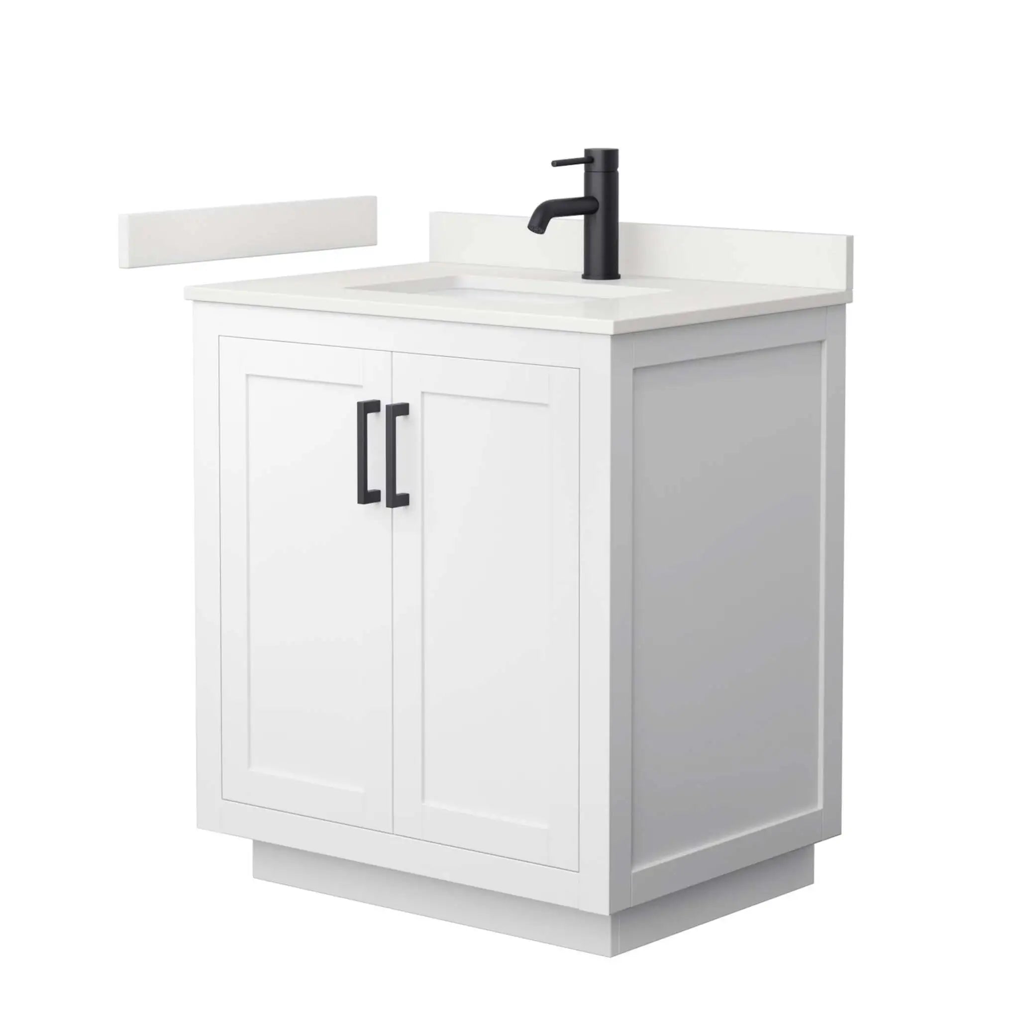 30" Miranda Single Bathroom Vanity in White with Matte Black Trim by Wyndham