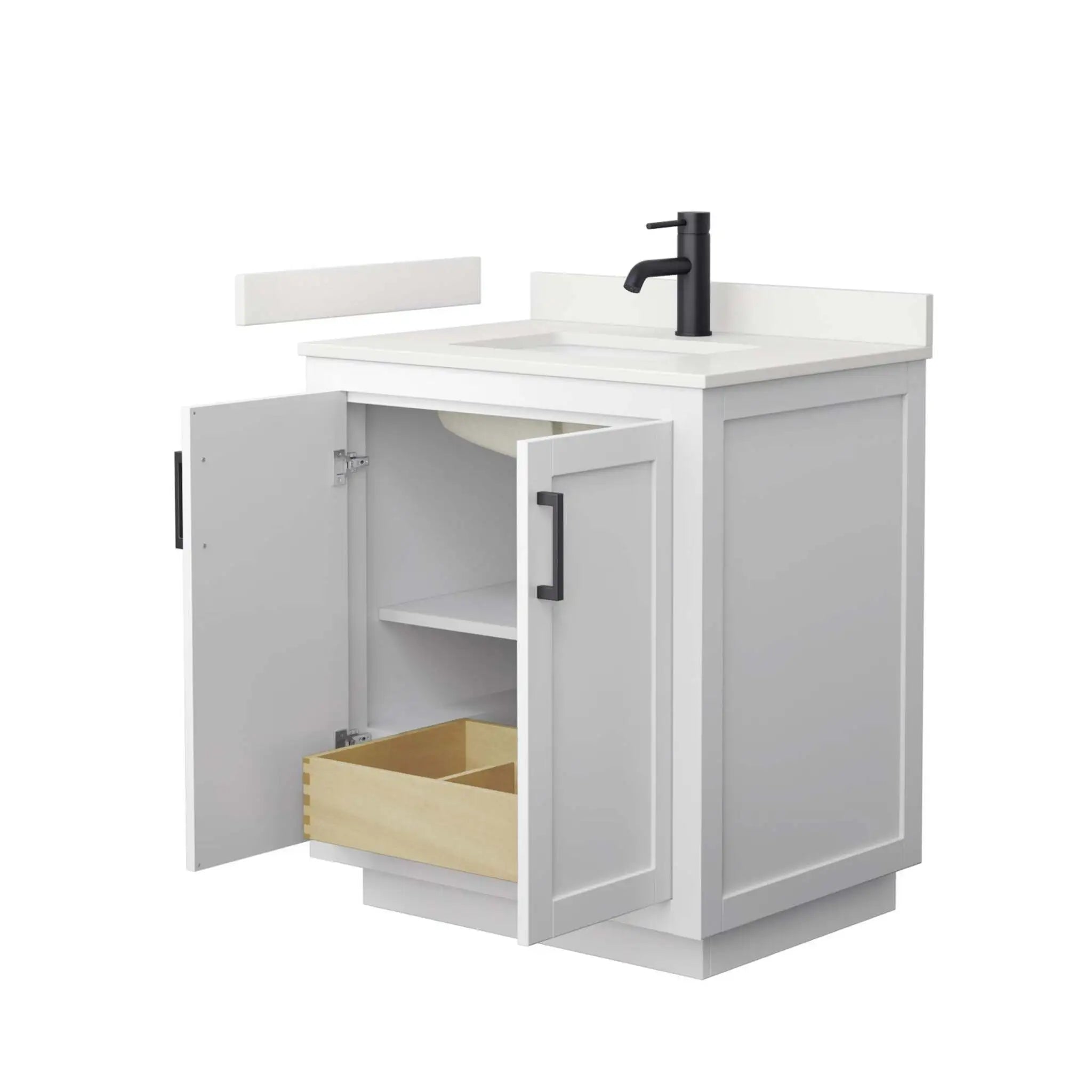 30" Miranda Single Bathroom Vanity in White with Matte Black Trim by Wyndham