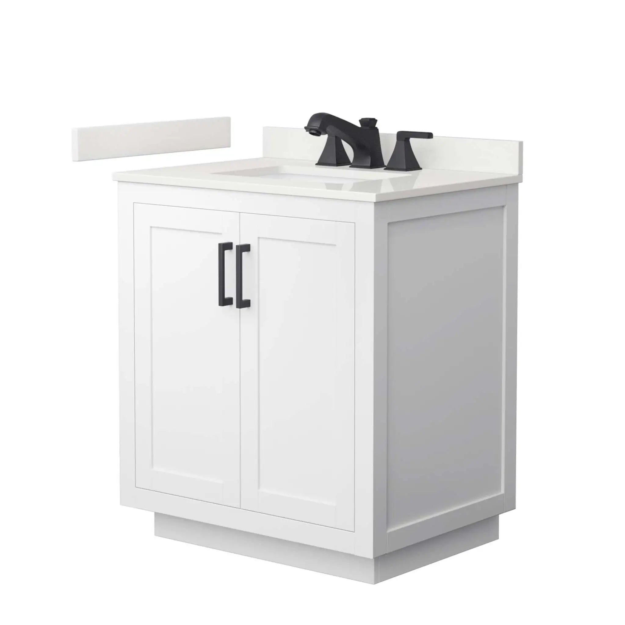 30" Miranda Single Bathroom Vanity in White with Matte Black Trim by Wyndham