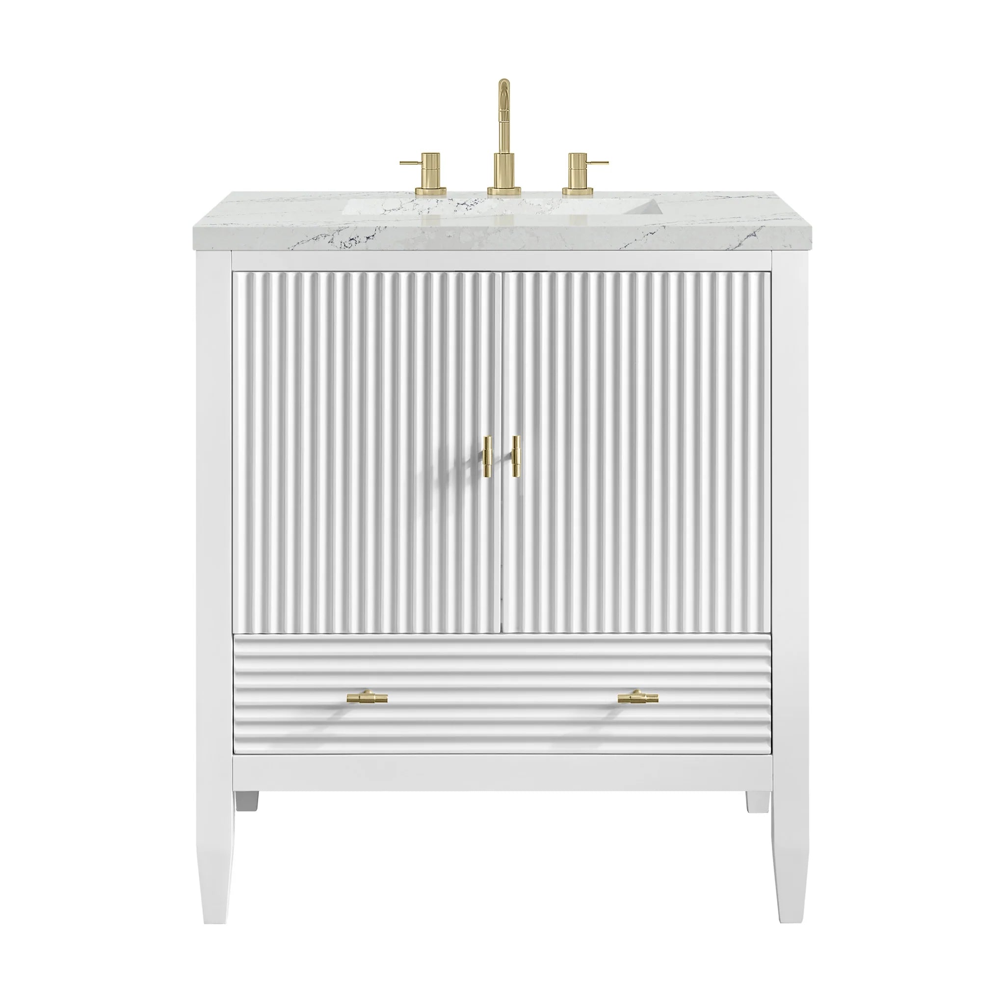 30" Myrrin Single Vanity in Bright White by James Martin Vanities-Ethereal Noctis Silestone 