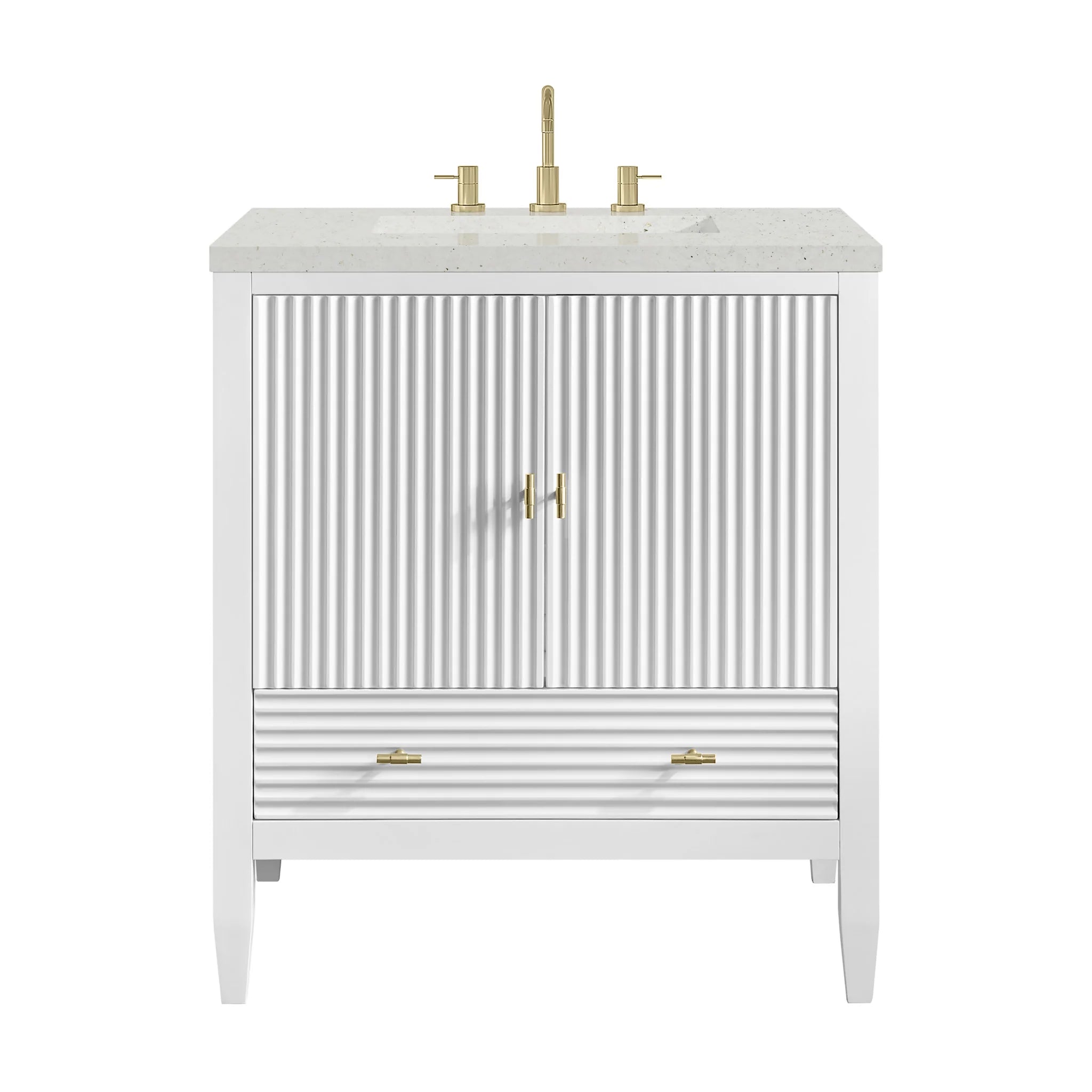 30" Myrrin Single Vanity in Bright White by James Martin Vanities-Lime Delight Silestone 
