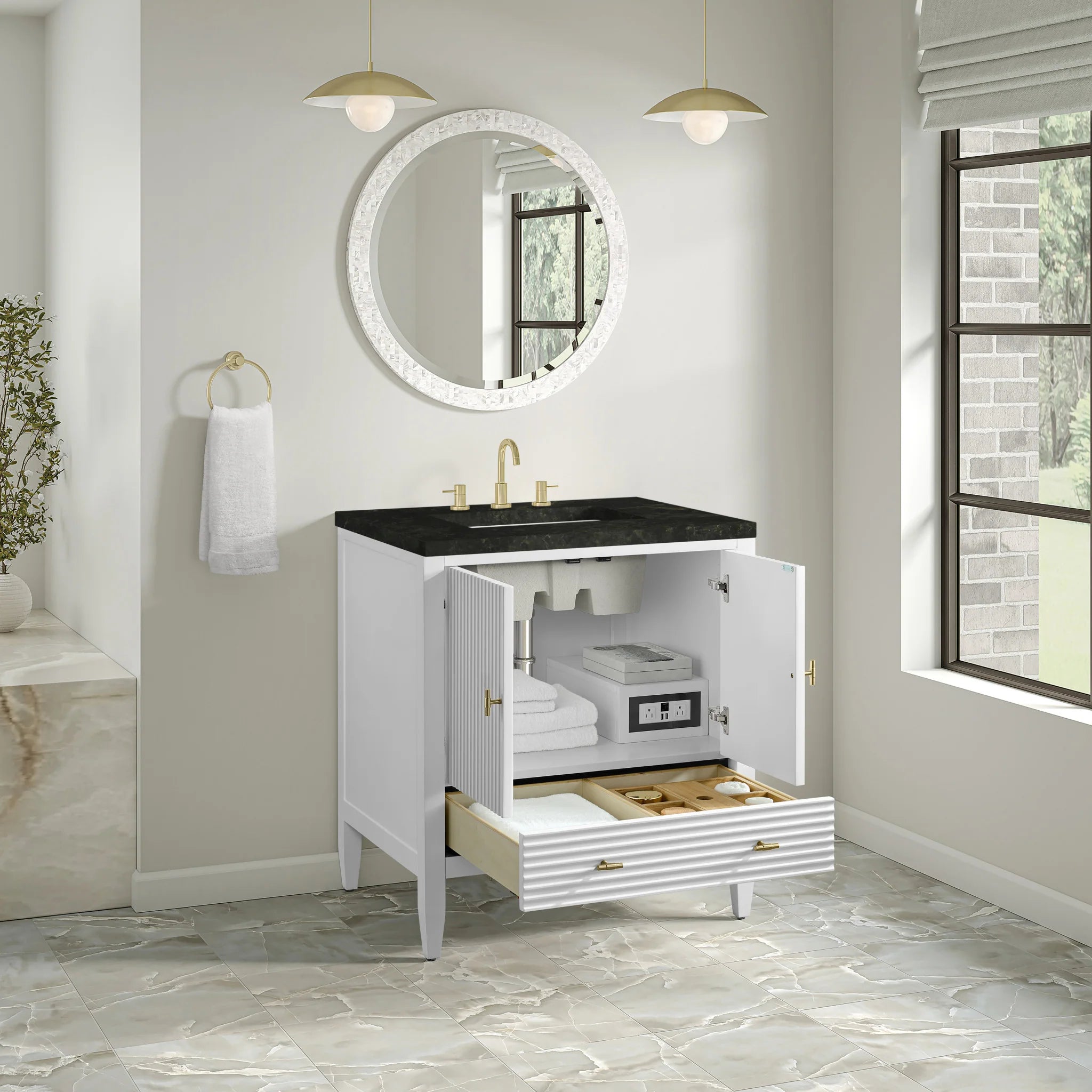 30" Myrrin Single Vanity in Bright White by James Martin Vanities-Phantome Eclos 3