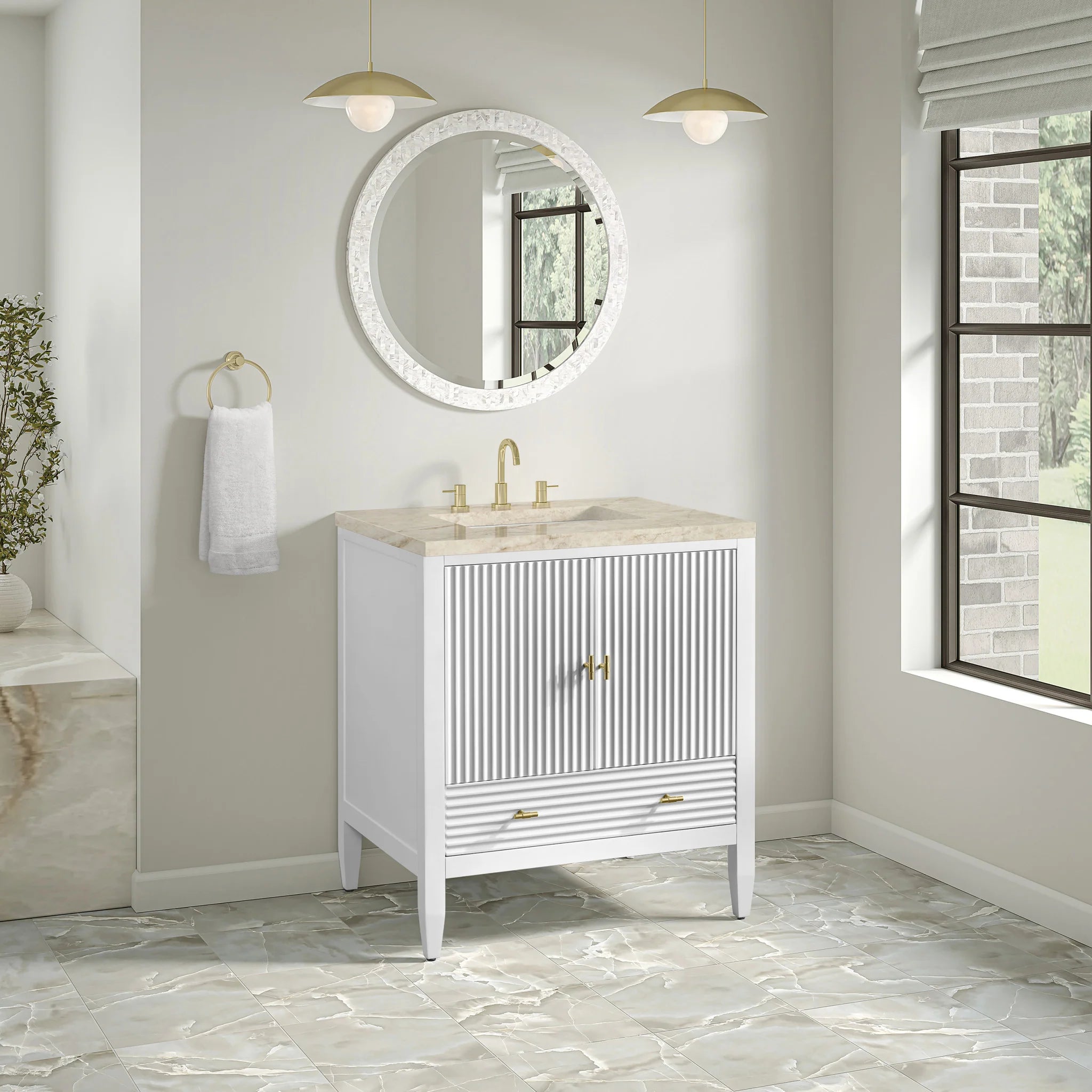 30" Myrrin Single Vanity in Bright White by James Martin Vanities-Tajnar Eclos 2