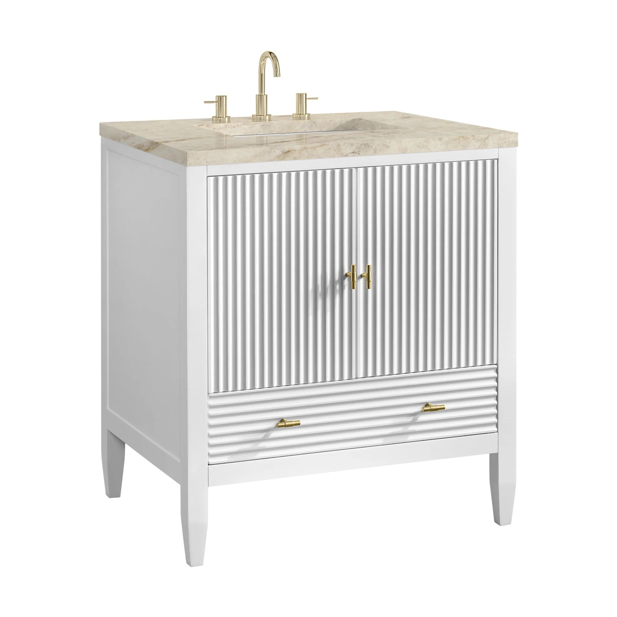 30" Myrrin Single Vanity in Bright White by James Martin Vanities-Tajnar Eclos 9