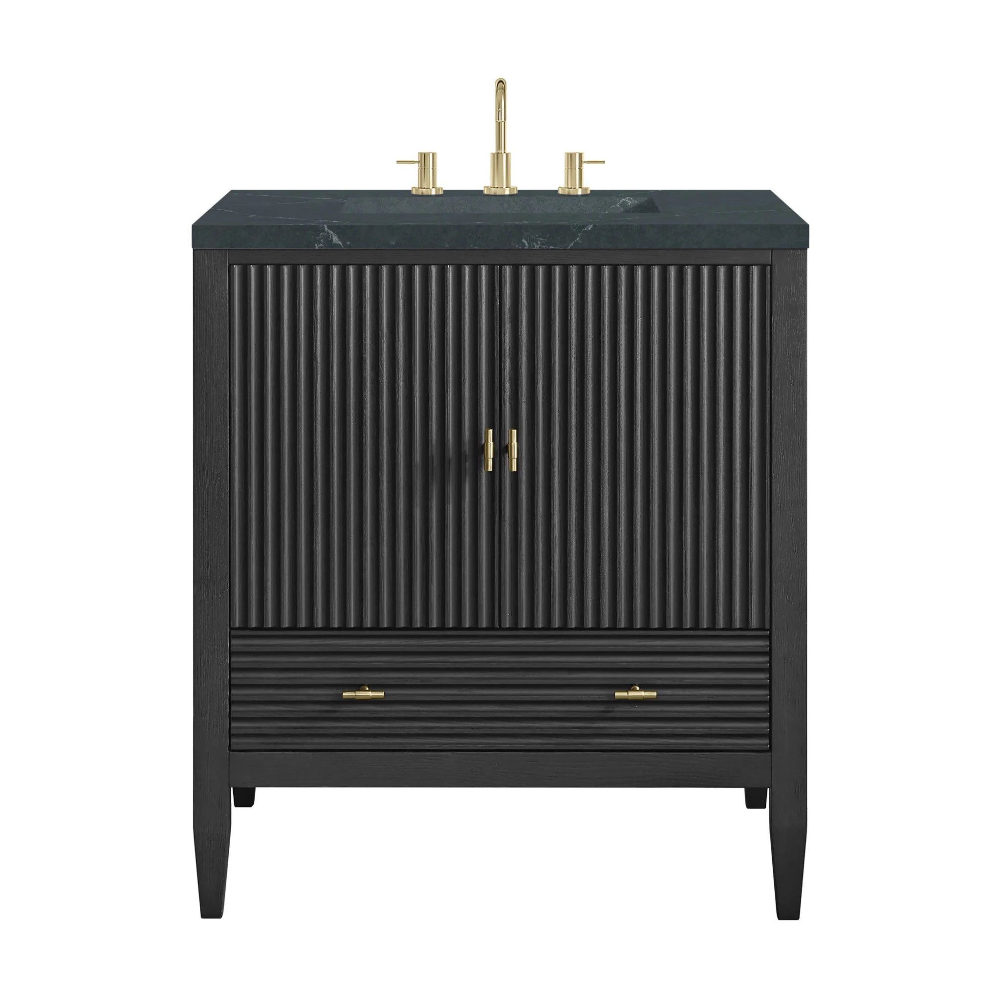 30" Myrrin Single Vanity in Carbon Oak by James Martin Vanities-Charcoal Soapstone Silestone 