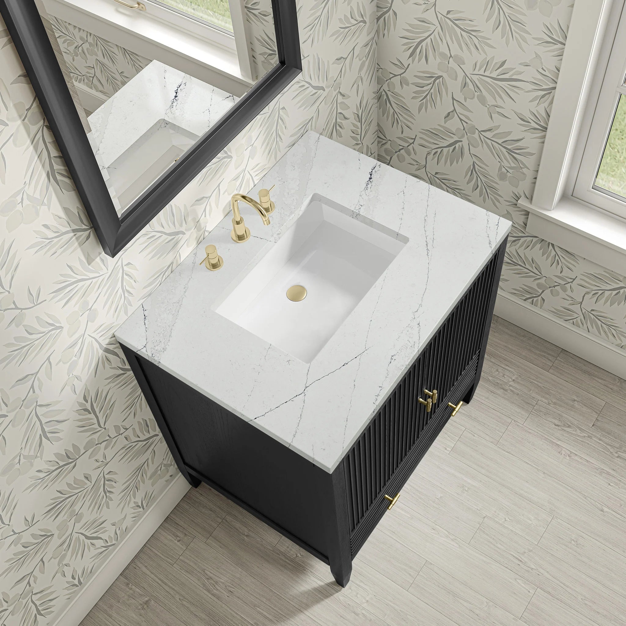 30" Myrrin Single Vanity in Carbon Oak by James Martin Vanities-Ethereal Noctis Silestone 5
