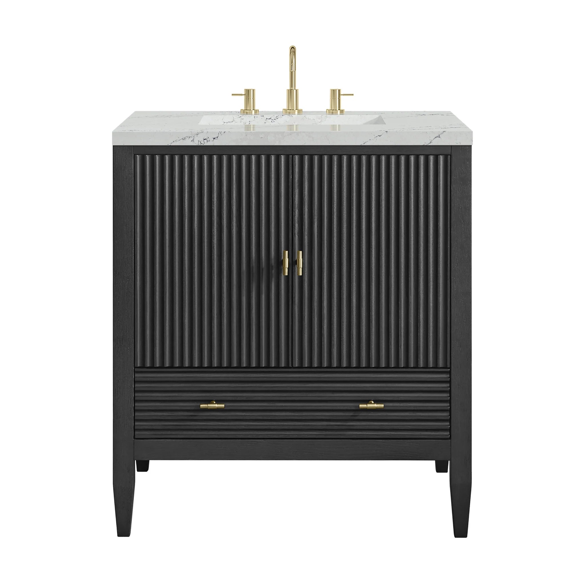 30" Myrrin Single Vanity in Carbon Oak by James Martin Vanities-Ethereal Noctis Silestone 