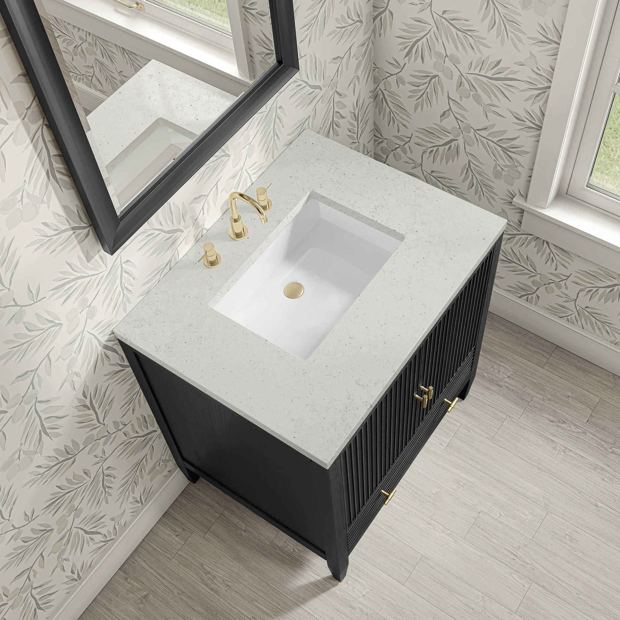 30" Myrrin Single Vanity in Carbon Oak by James Martin Vanities-Lime Delight Silestone 5