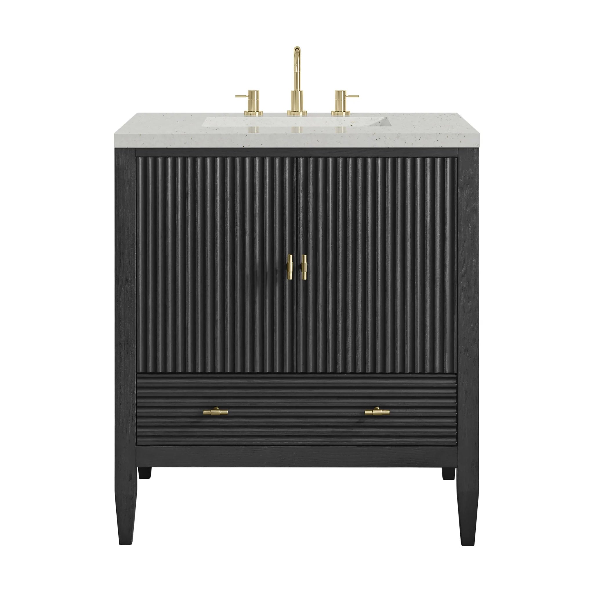 30" Myrrin Single Vanity in Carbon Oak by James Martin Vanities-Lime Delight Silestone 
