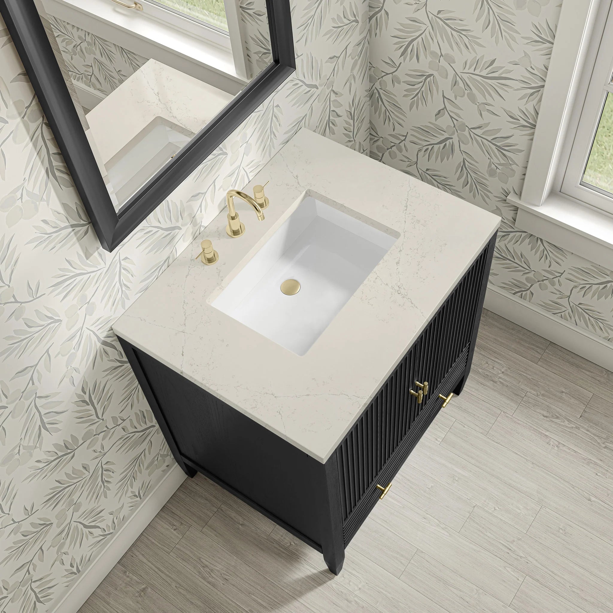 30" Myrrin Single Vanity in Carbon Oak by James Martin Vanities-Siberian Silestone 5
