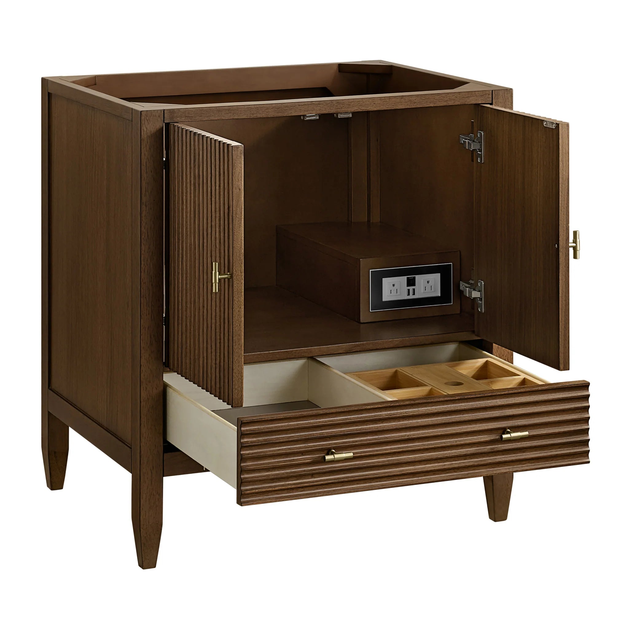 30" Myrrin Single Vanity in Mid-Century Walnut by James Martin Vanities-Charcoal Soapstone Silestone 6