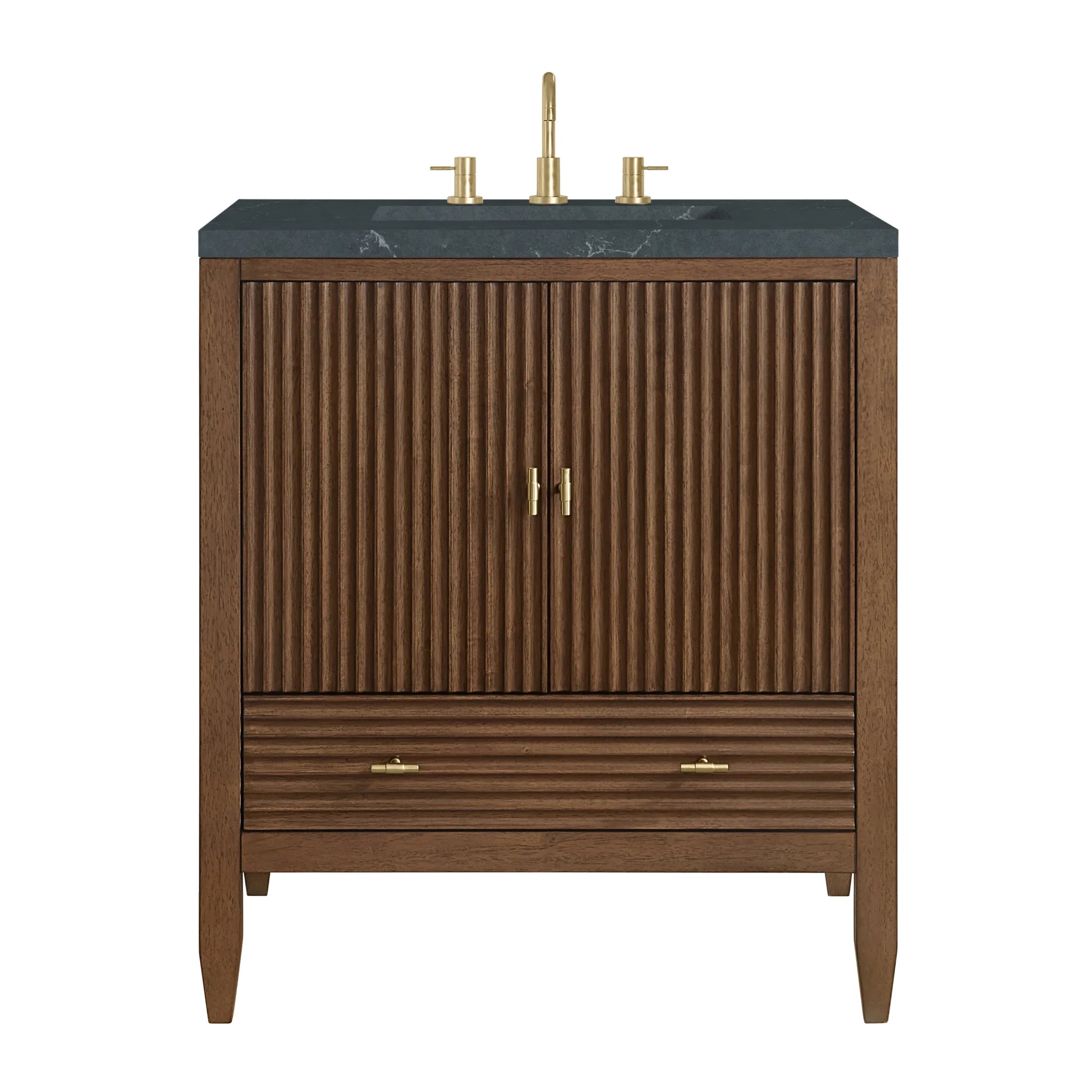 30" Myrrin Single Vanity in Mid-Century Walnut by James Martin Vanities-Charcoal Soapstone Silestone 