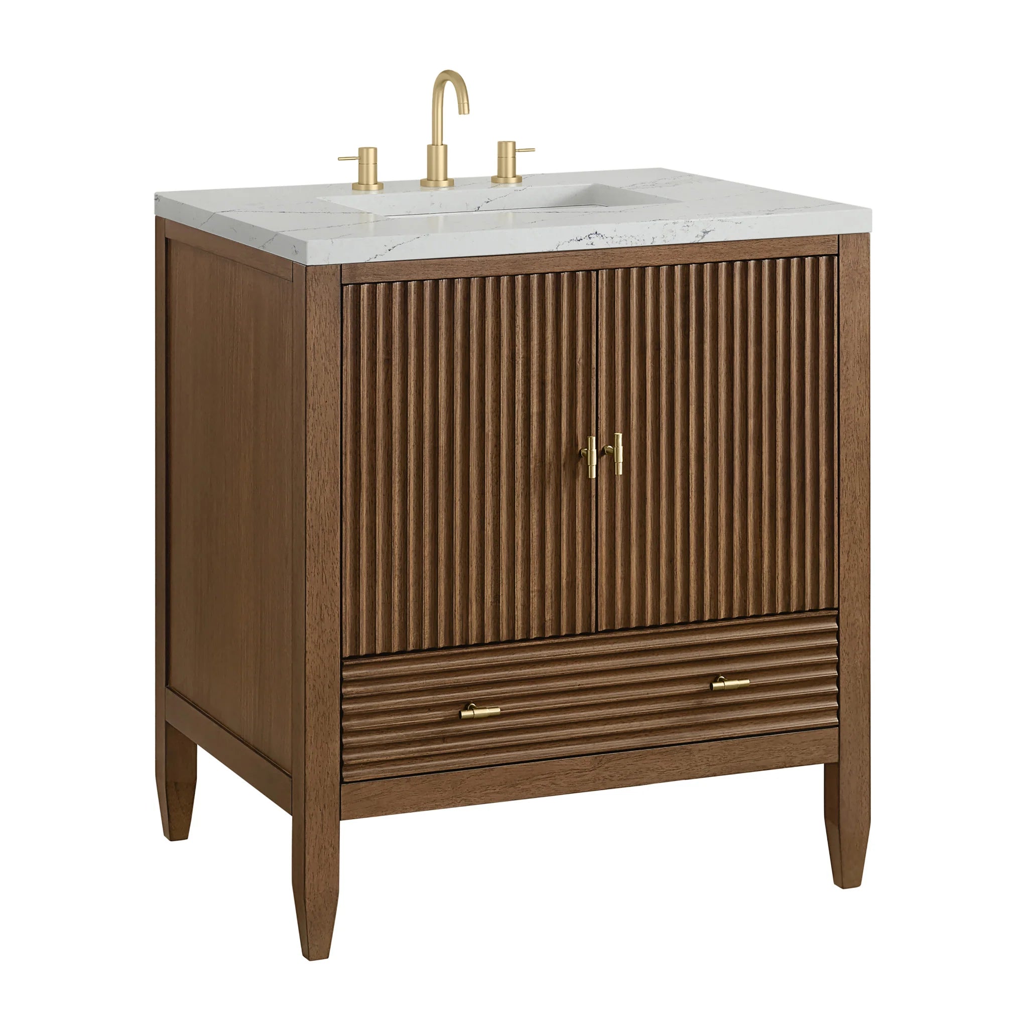 30" Myrrin Single Vanity in Mid-Century Walnut by James Martin Vanities-Ethereal Noctis Silestone 9