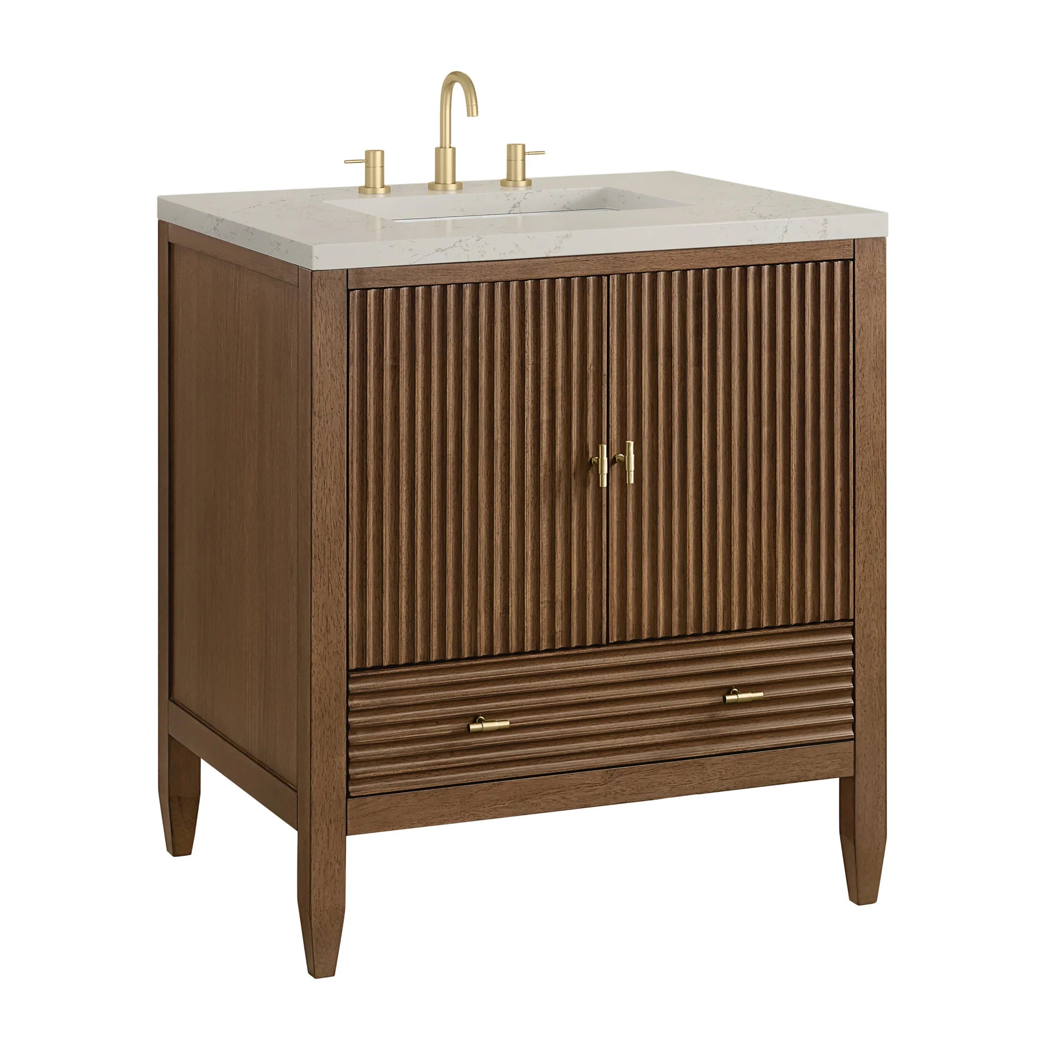 30" Myrrin Single Vanity in Mid-Century Walnut by James Martin Vanities-Siberian Silestone 9