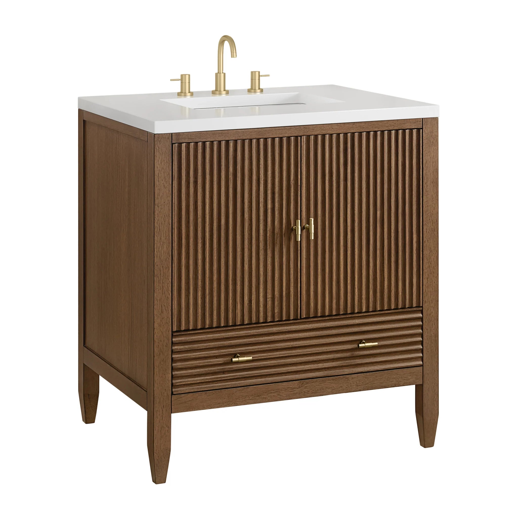 30" Myrrin Single Vanity in Mid-Century Walnut by James Martin Vanities-White Zeus Silestone 13