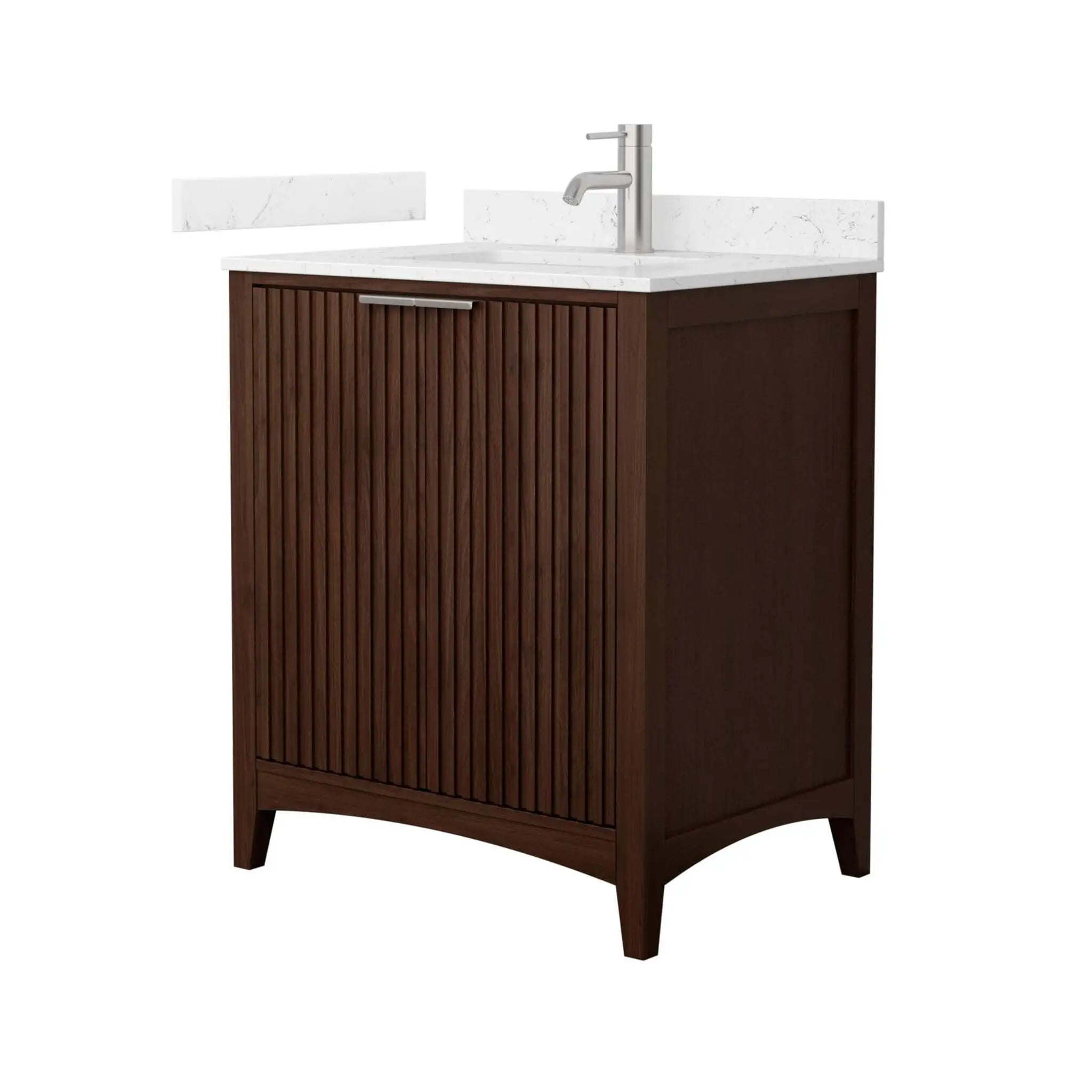 30" Palmilla Single Bathroom Vanity in Dark Walnut with Brushed Nickel Trim by Wyndham