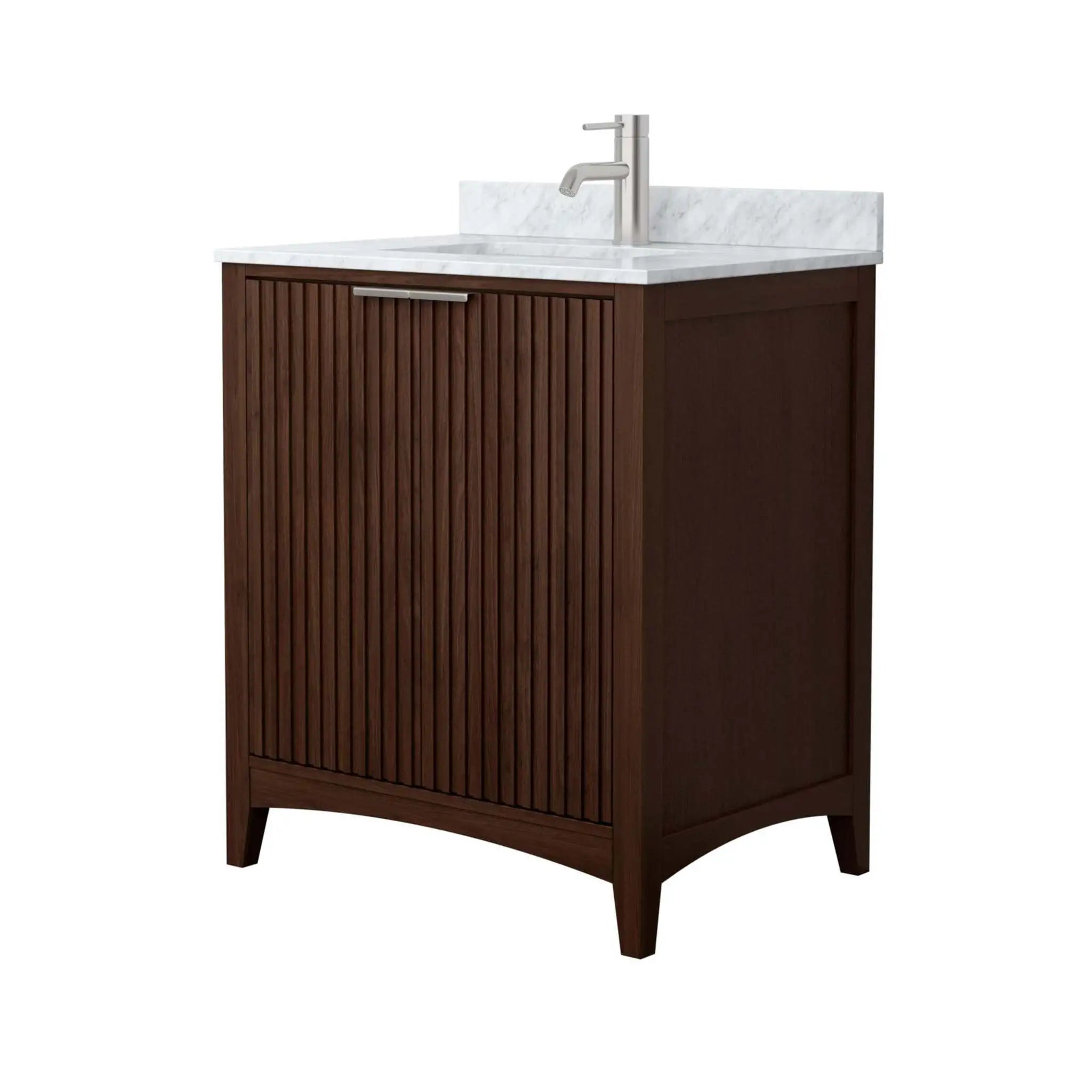 30" Palmilla Single Bathroom Vanity in Dark Walnut with Brushed Nickel Trim by Wyndham