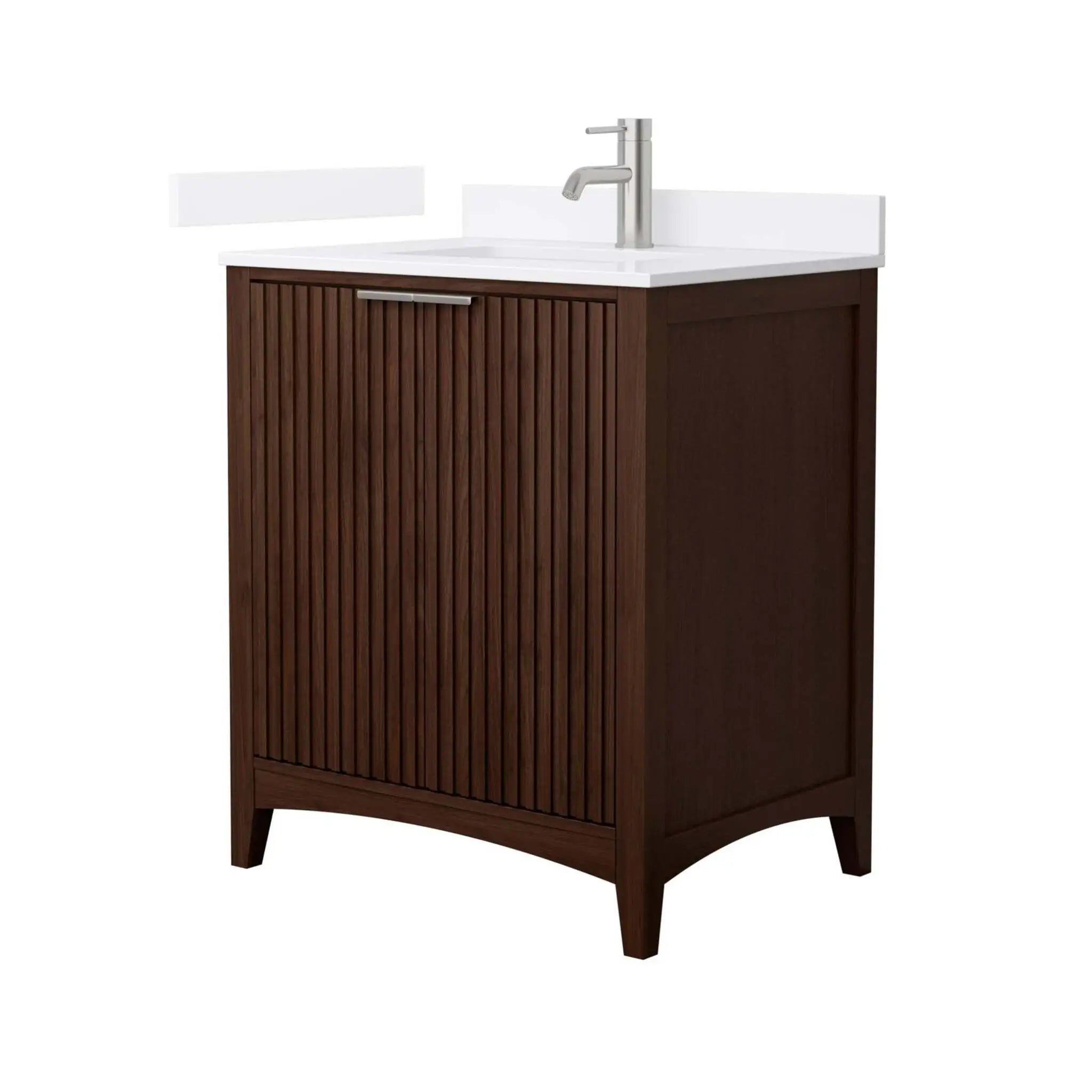 30" Palmilla Single Bathroom Vanity in Dark Walnut with Brushed Nickel Trim by Wyndham