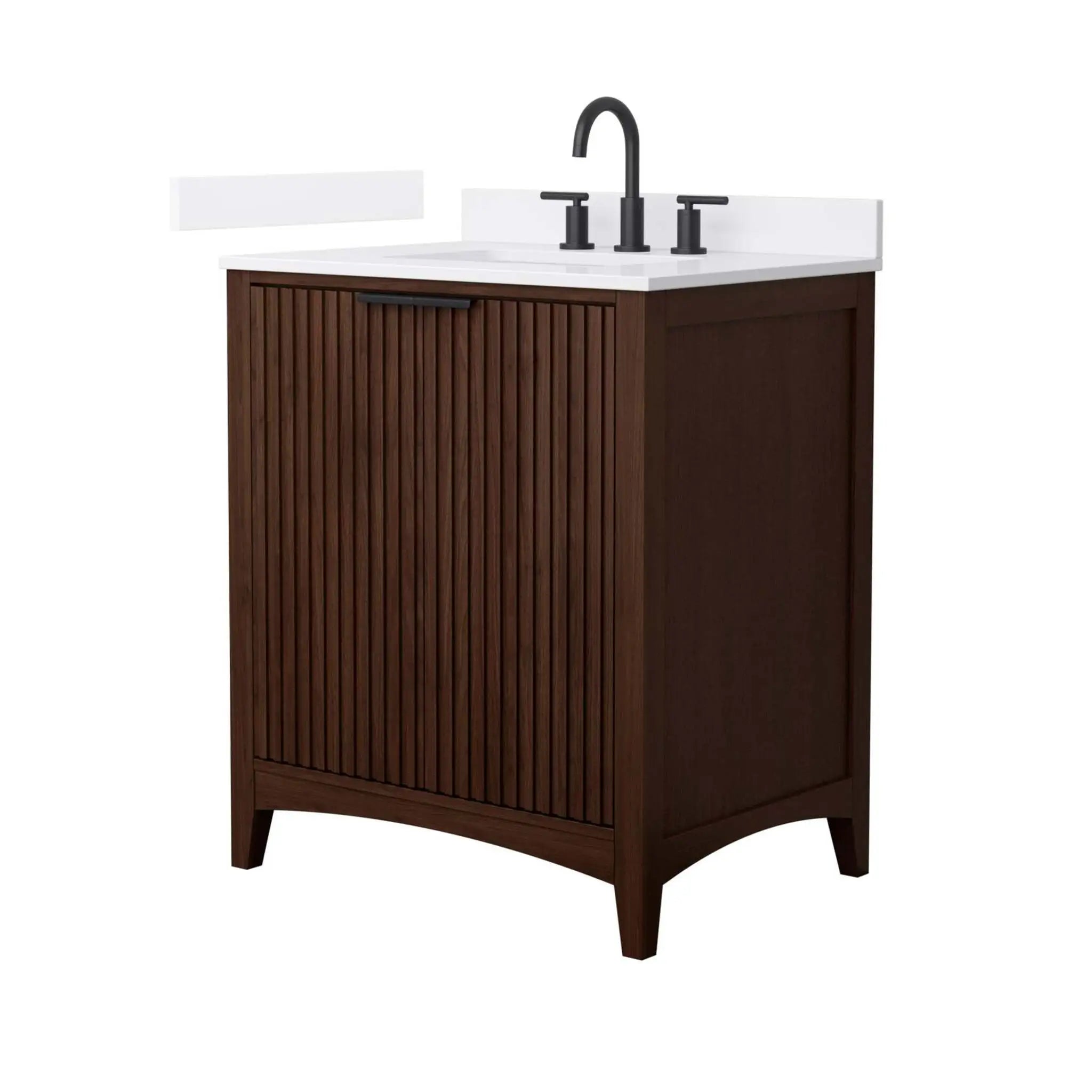 30" Palmilla Single Bathroom Vanity in Dark Walnut with Matte Black Trim by Wyndham
