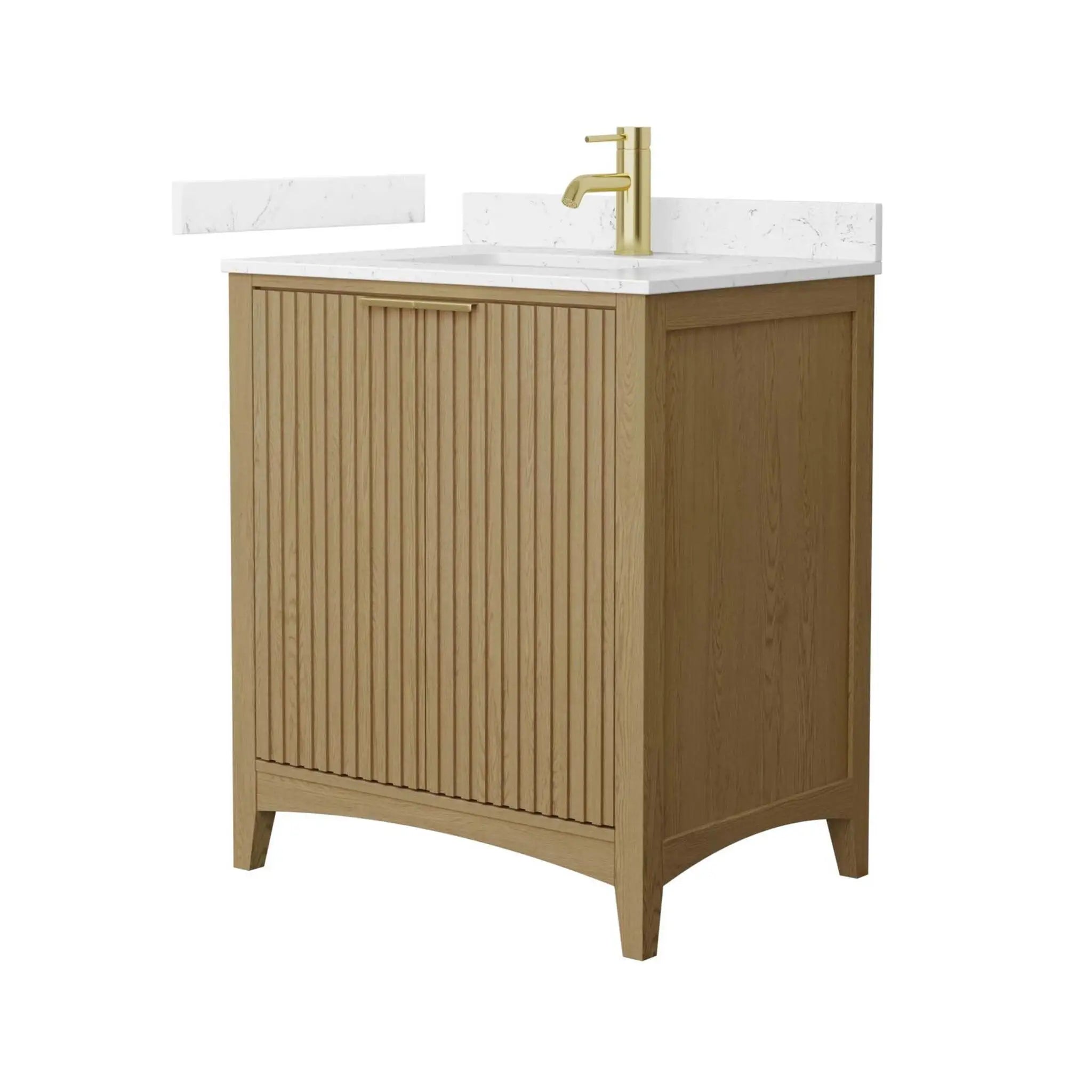 30" Palmilla Single Bathroom Vanity in Natural Oak with Brushed Gold Trim by Wyndham