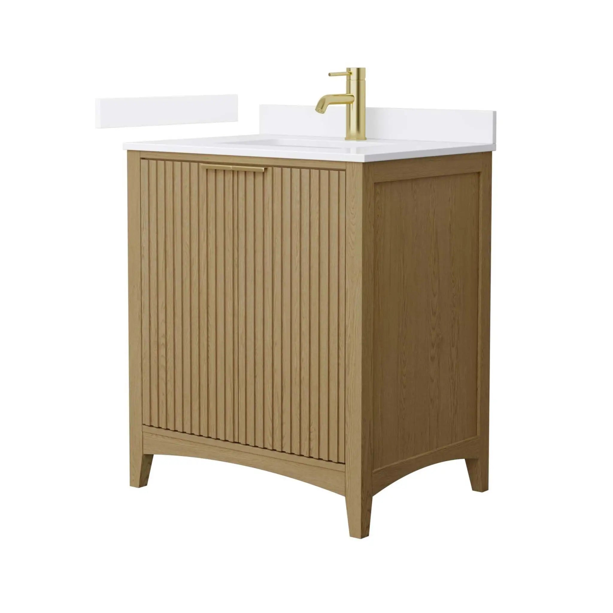 30" Palmilla Single Bathroom Vanity in Natural Oak with Brushed Gold Trim by Wyndham