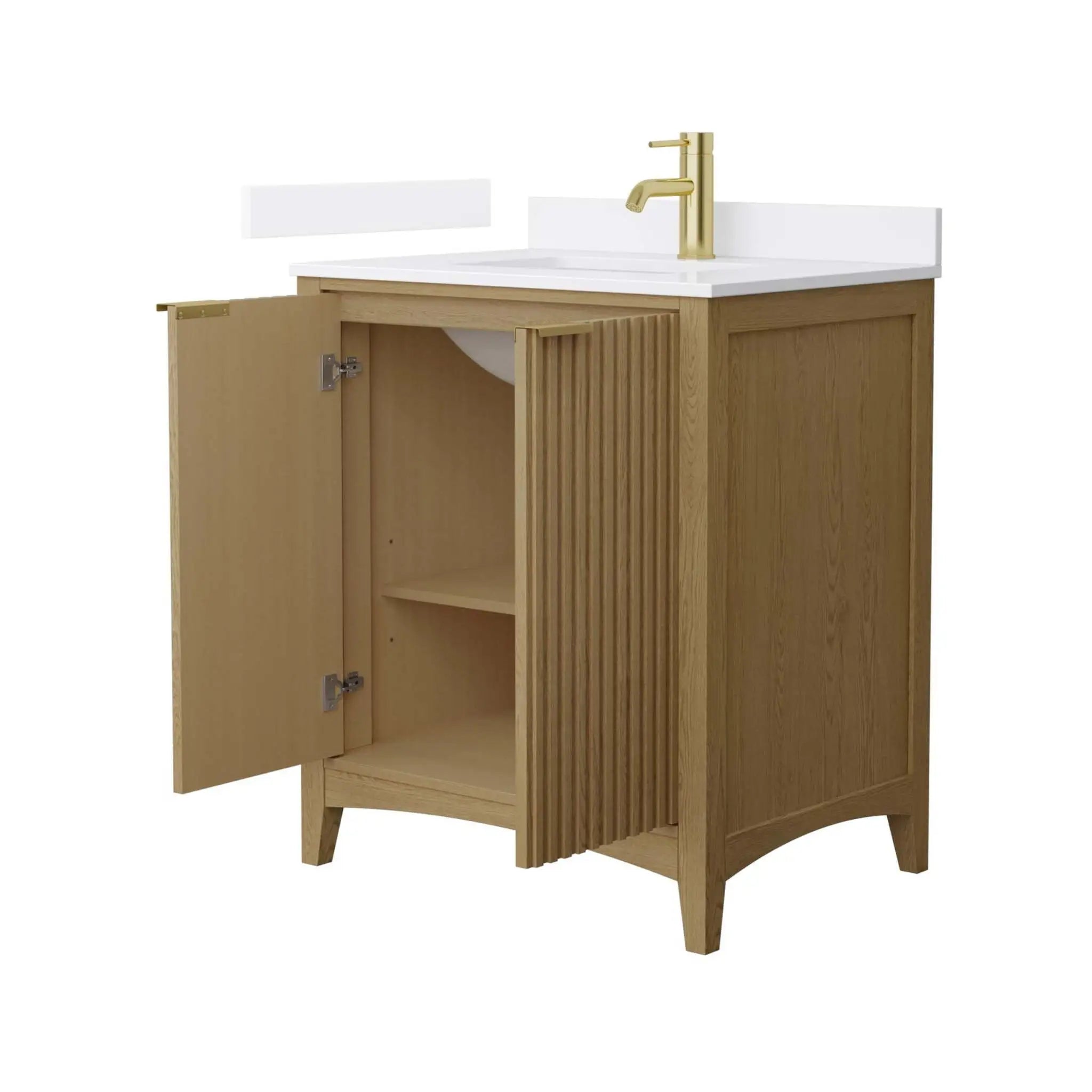 30" Palmilla Single Bathroom Vanity in Natural Oak with Brushed Gold Trim by Wyndham