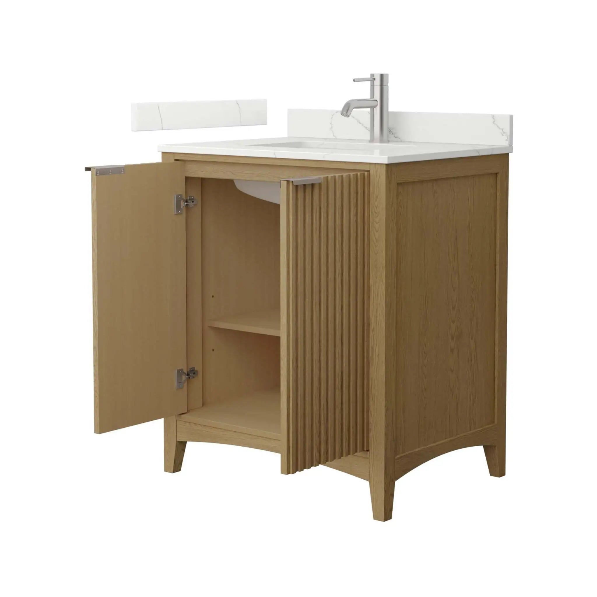30" Palmilla Single Bathroom Vanity in Natural Oak with Brushed Nickel Trim by Wyndham