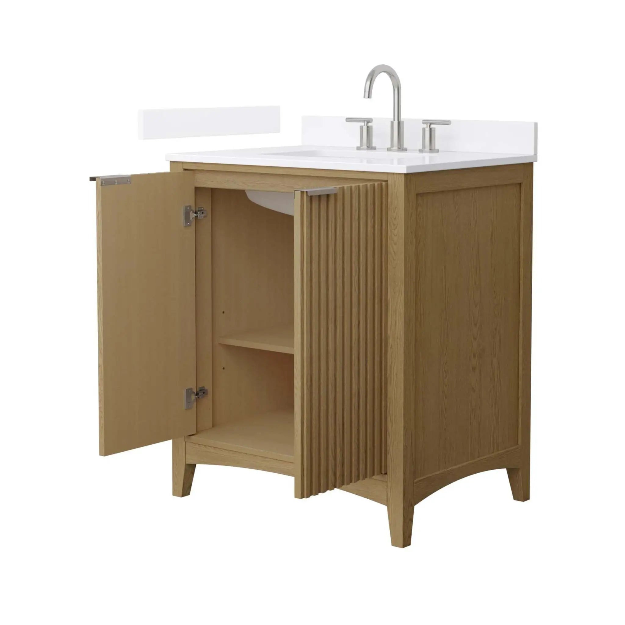 30" Palmilla Single Bathroom Vanity in Natural Oak with Brushed Nickel Trim by Wyndham