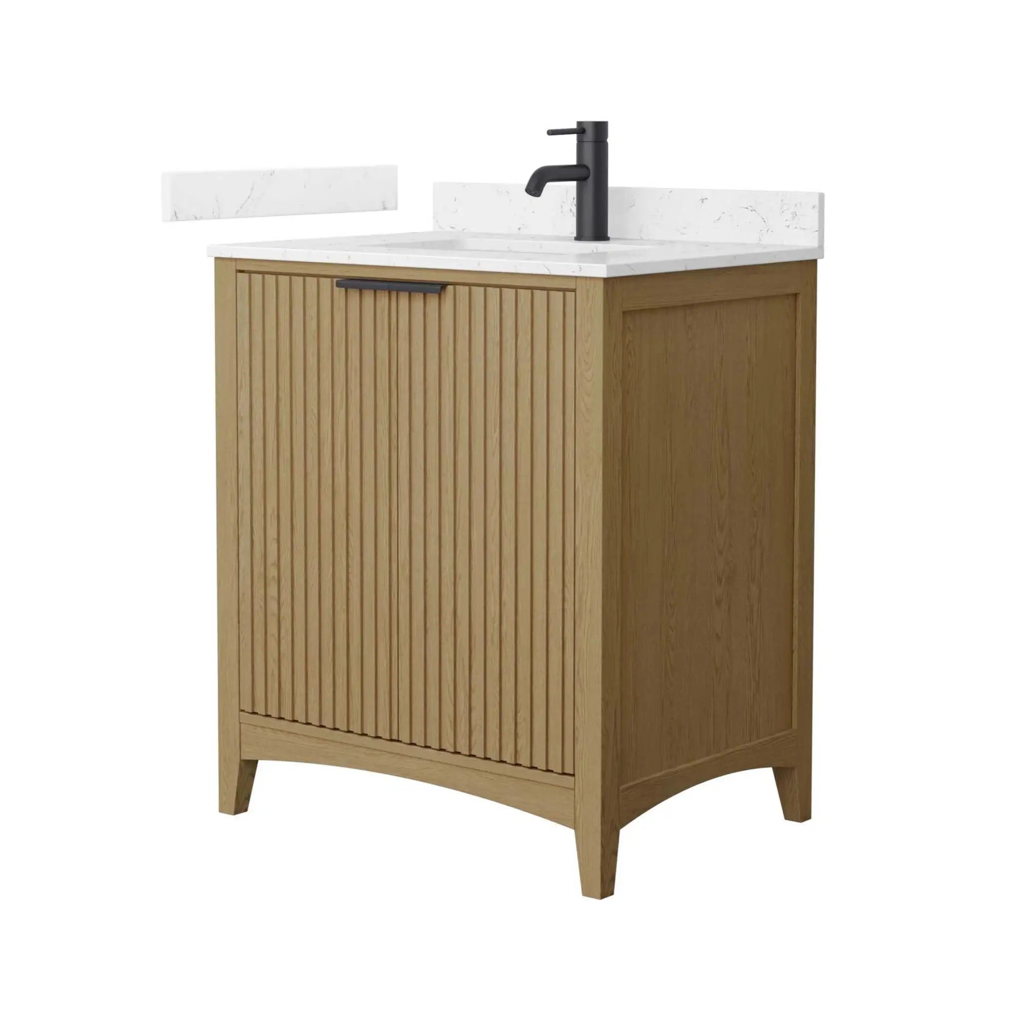 30" Palmilla Single Bathroom Vanity in Natural Oak with Matte Black Trim by Wyndham