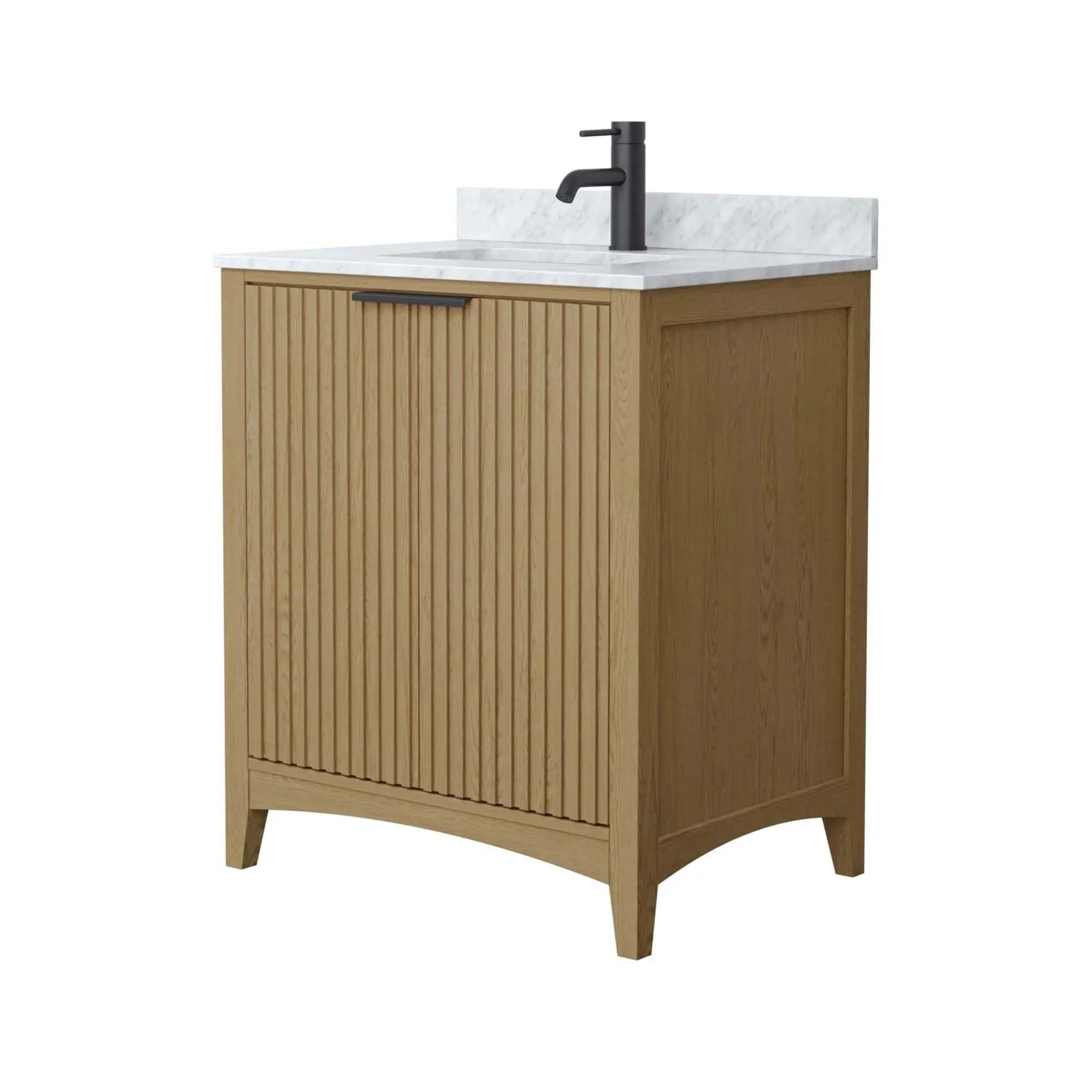 30" Palmilla Single Bathroom Vanity in Natural Oak with Matte Black Trim by Wyndham