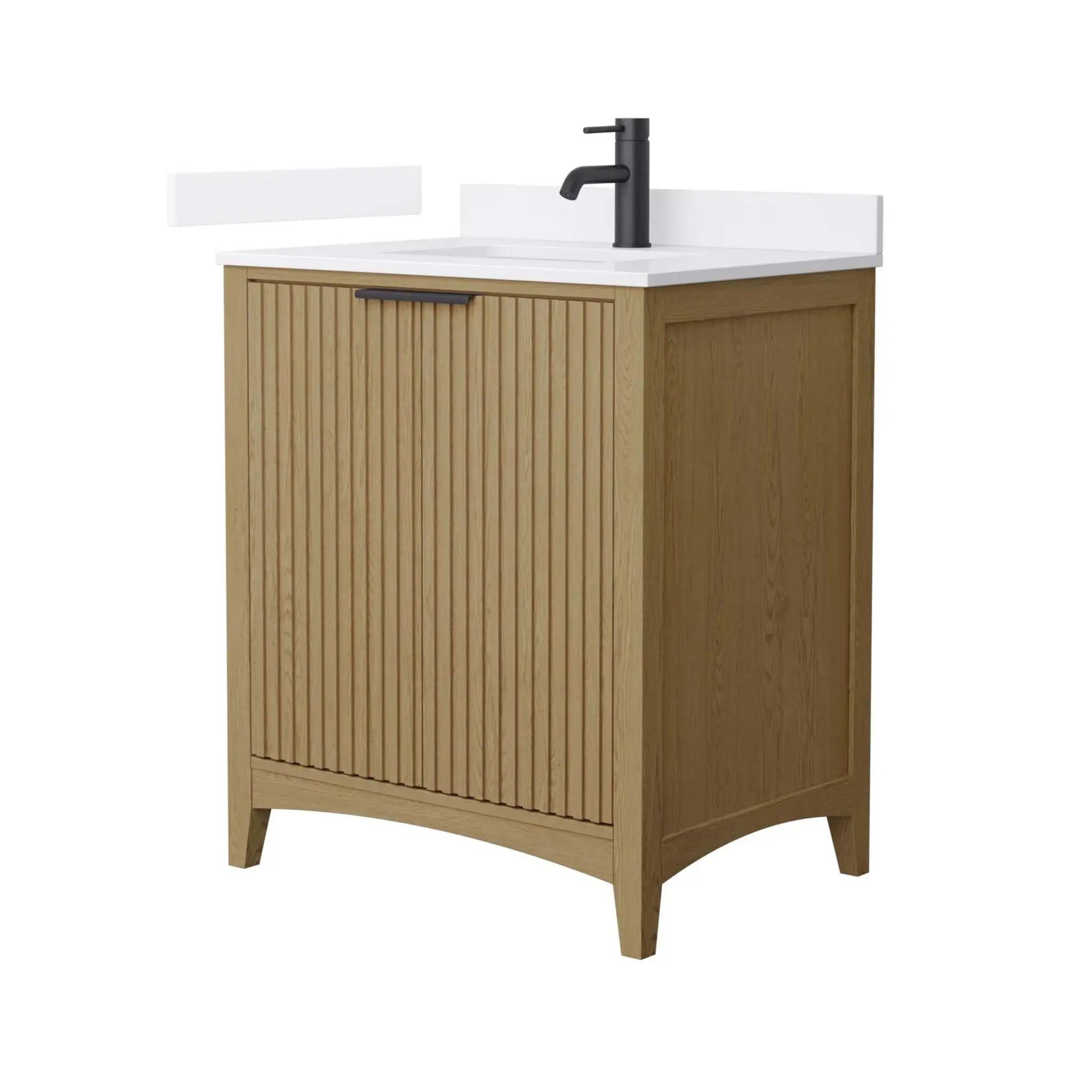 30" Palmilla Single Bathroom Vanity in Natural Oak with Matte Black Trim by Wyndham