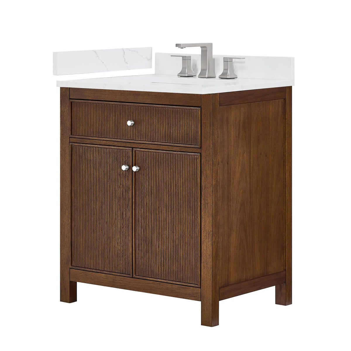 30" Pendry Single Bathroom Vanity Dark Walnut Brushed Nickel Trim by wyndham View 17