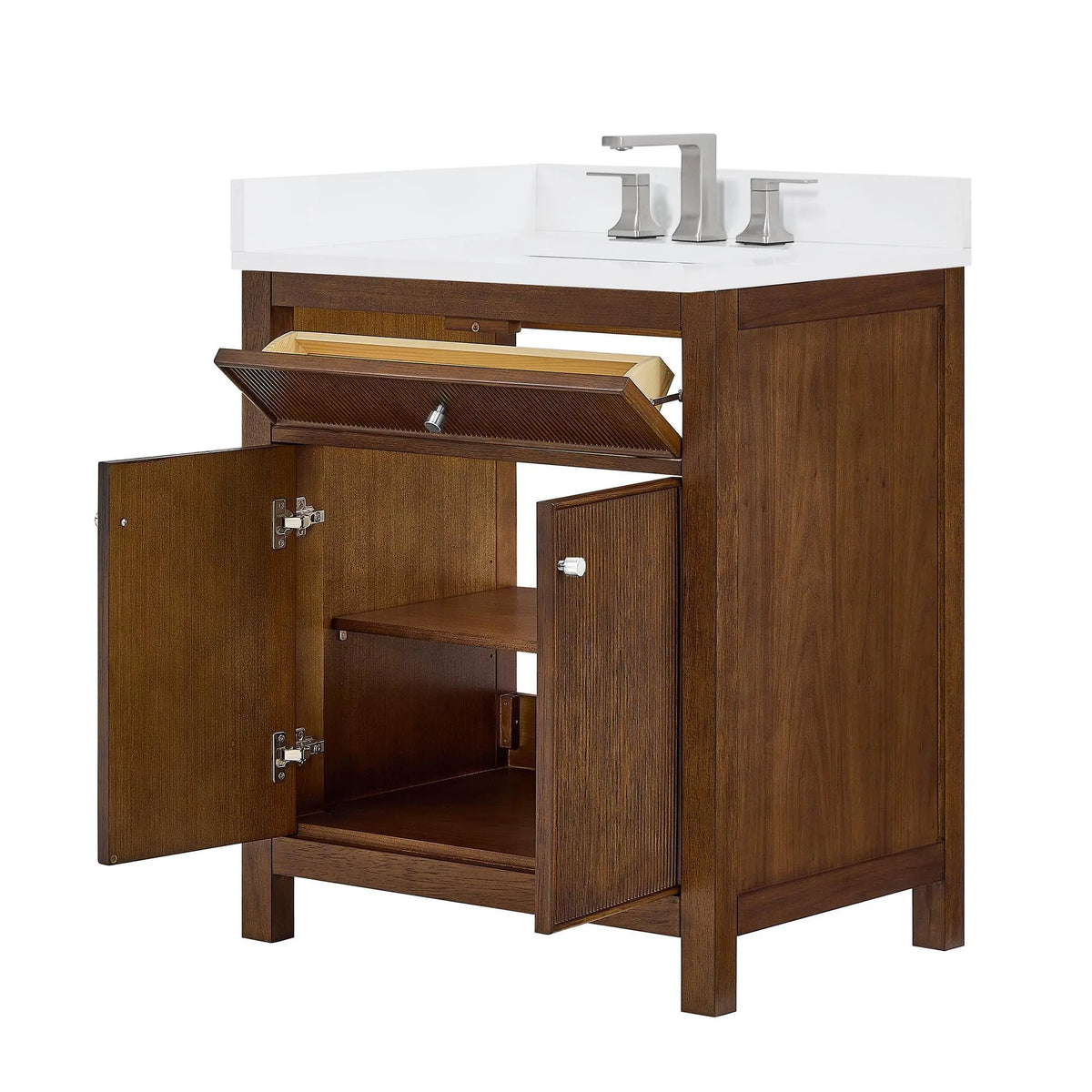 30" Pendry Single Bathroom Vanity Dark Walnut Brushed Nickel Trim by wyndham View 23