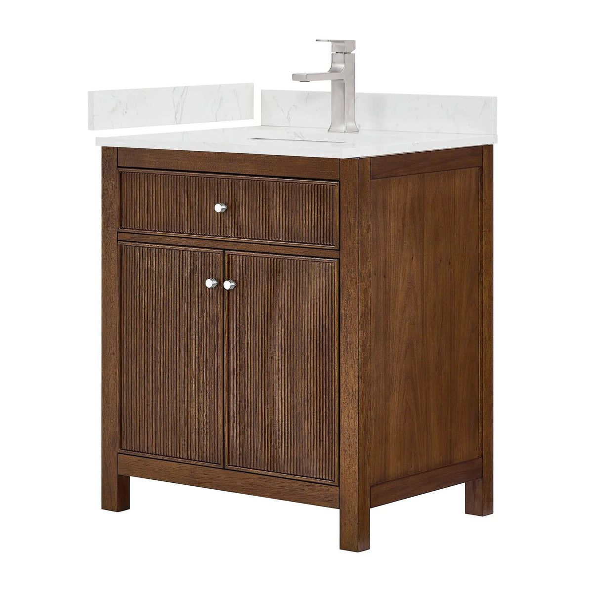 30" Pendry Single Bathroom Vanity Dark Walnut Brushed Nickel Trim by wyndham View 1