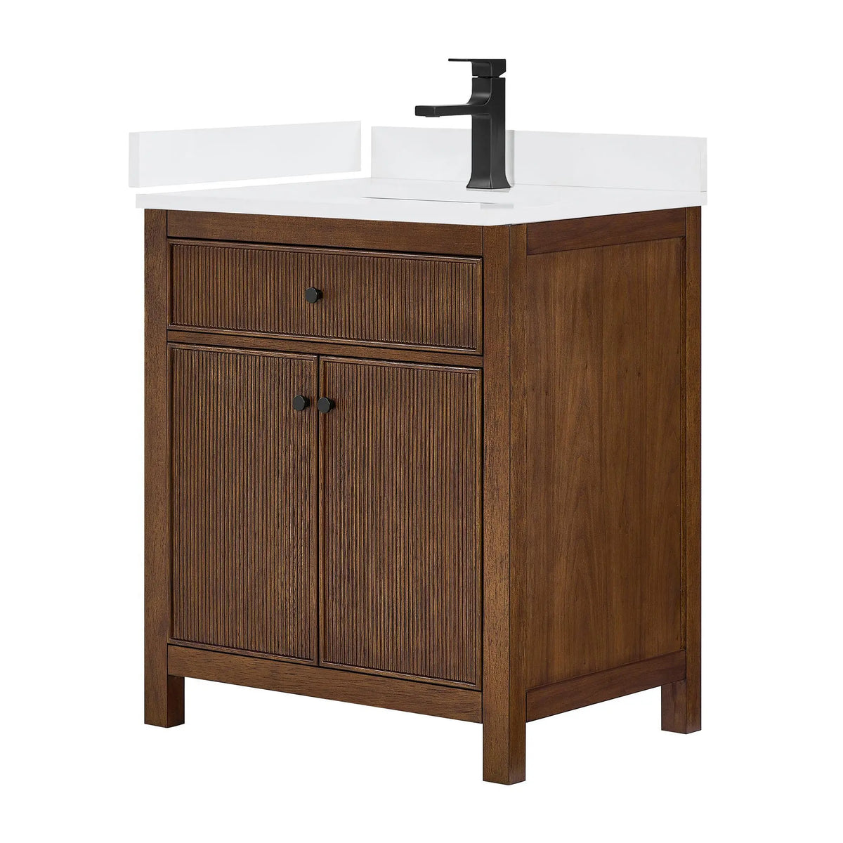 30" Pendry Single Bathroom Vanity Dark Walnut Matte Black Trim by wyndham View 13