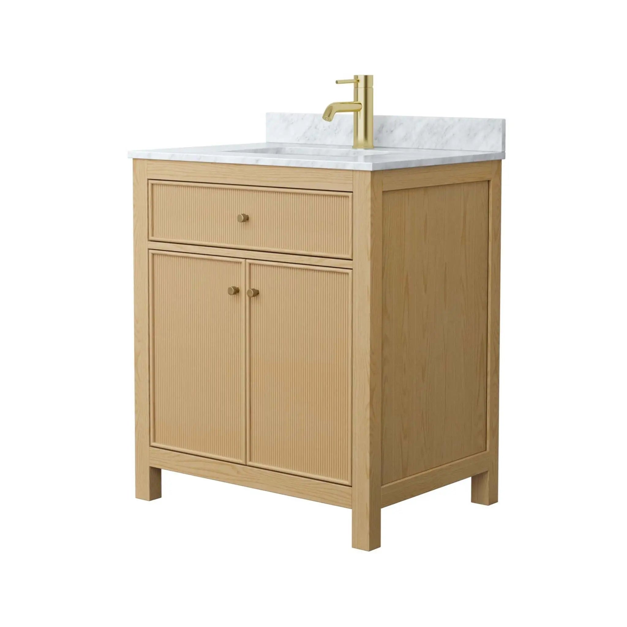 30" Pendry Single Bathroom Vanity in Tanned Oak with Brushed Gold Trim by Wyndham