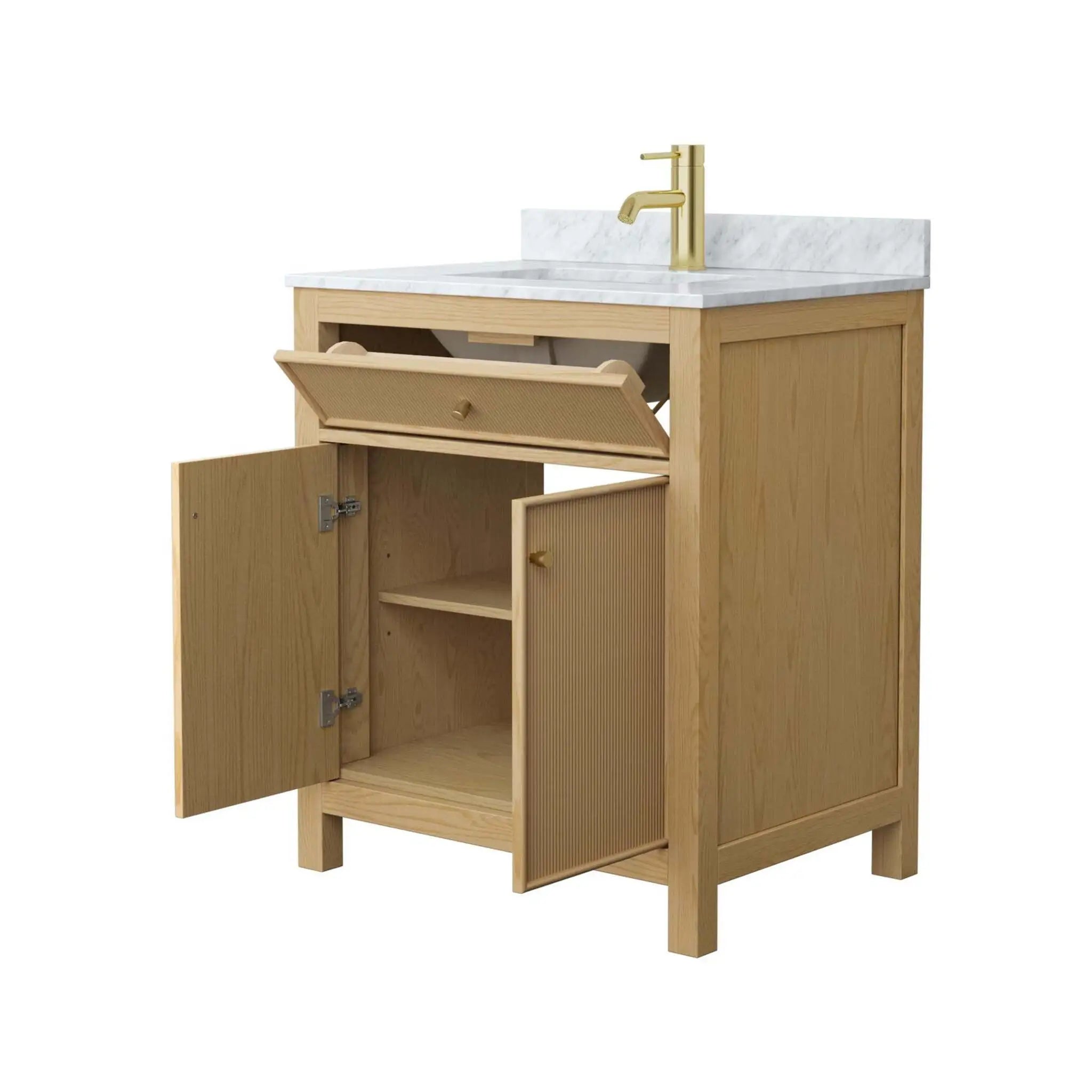 30" Pendry Single Bathroom Vanity in Tanned Oak with Brushed Gold Trim by Wyndham
