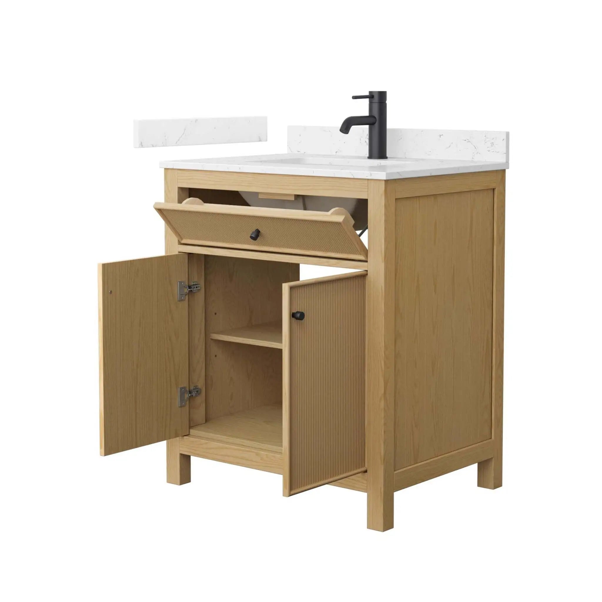 30" Pendry Single Bathroom Vanity in Tanned Oak with Matte Black Trim by Wyndham