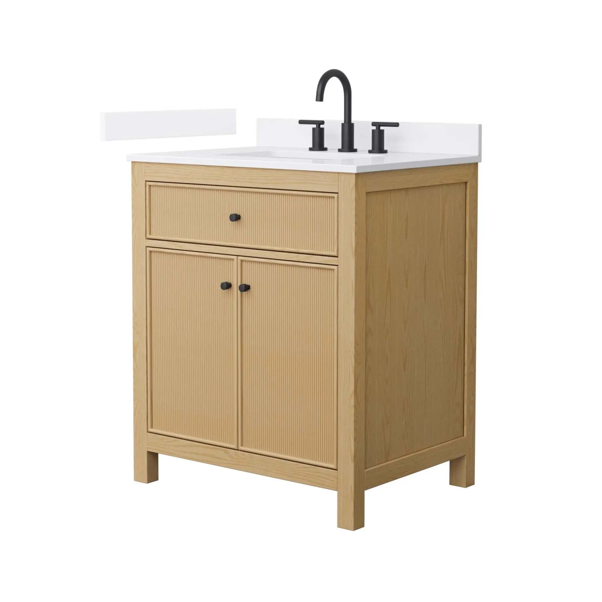 30" Pendry Single Bathroom Vanity in Tanned Oak with Matte Black Trim by Wyndham