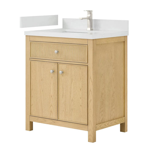 30" Rian Single Bathroom Vanity Scandinavian Oak Brushed Nickel Trim by wyndham