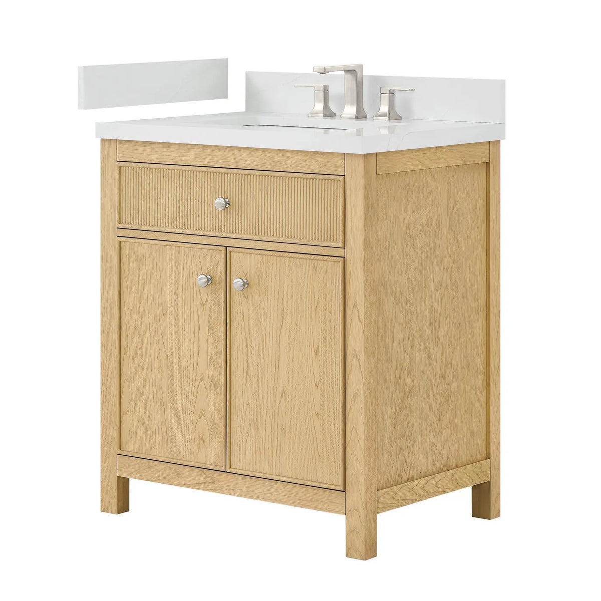 30" Rian Single Bathroom Vanity Scandinavian Oak Brushed Nickel Trim by wyndham View 5