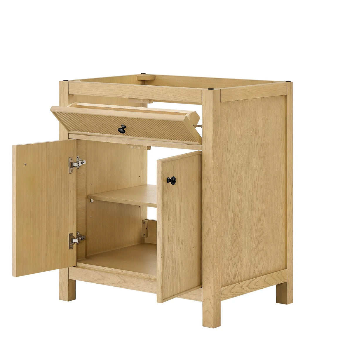 30" Rian Single Bathroom Vanity Scandinavian Oak Matte Black Trim by wyndham View 18