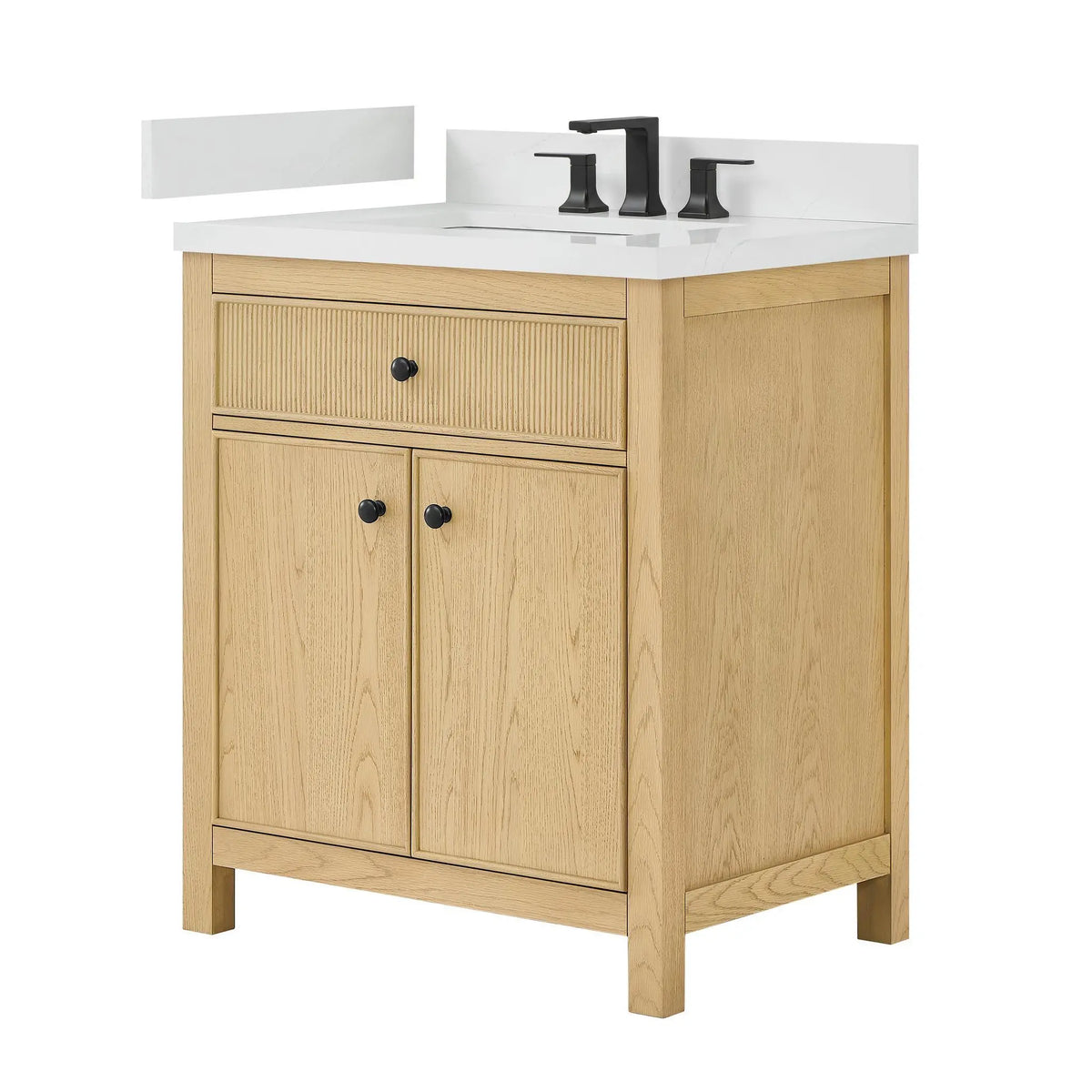 30" Rian Single Bathroom Vanity Scandinavian Oak Matte Black Trim by wyndham View 5