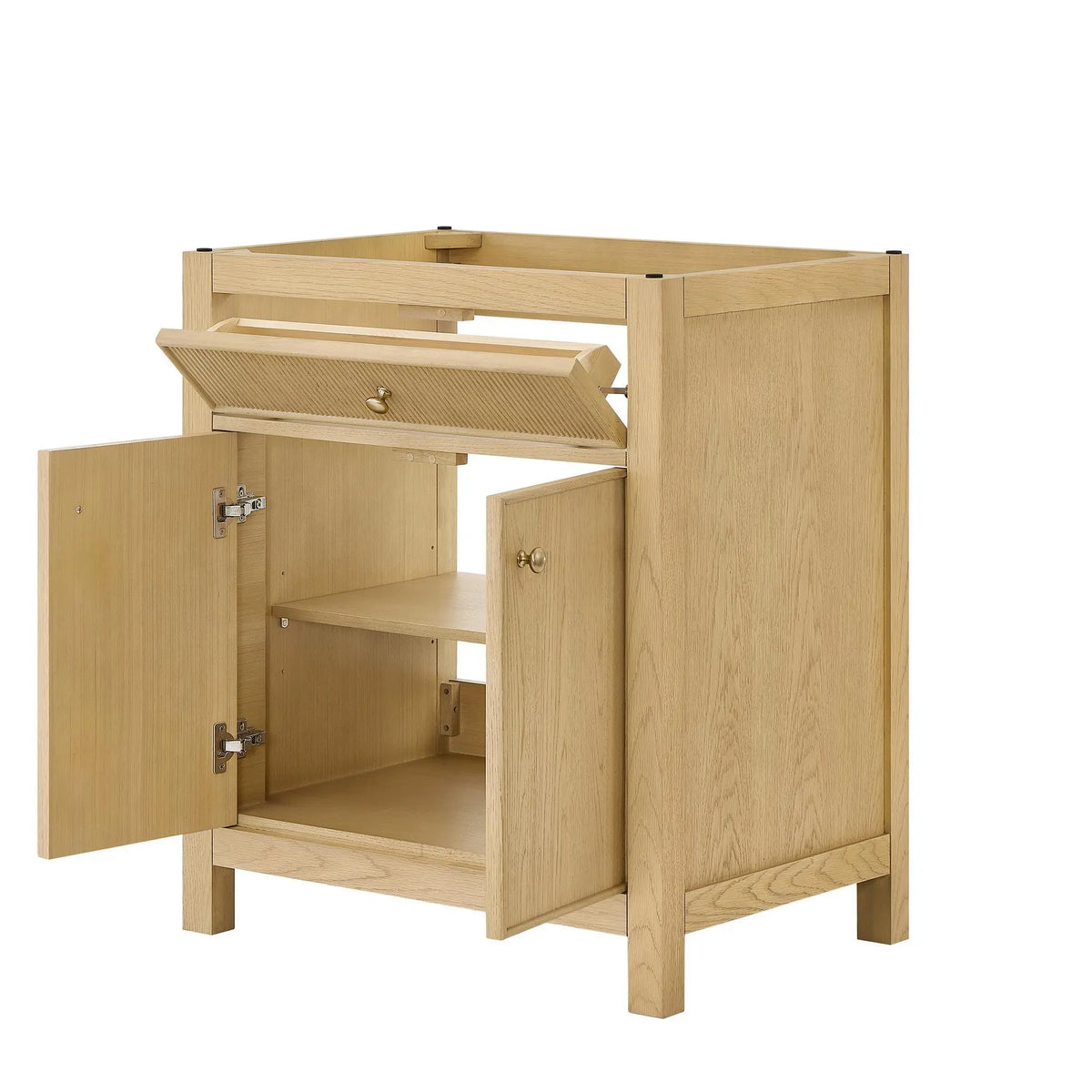 30" Rian Single Bathroom Vanity Scandinavian Oak Satin Bronze Trim by wyndham View 18