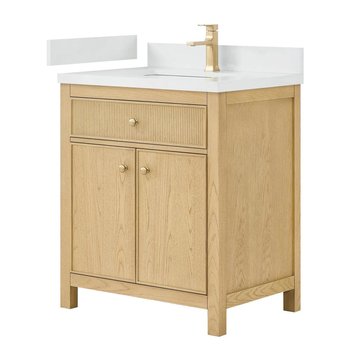 30" Rian Single Bathroom Vanity Scandinavian Oak Satin Bronze Trim by wyndham View 9