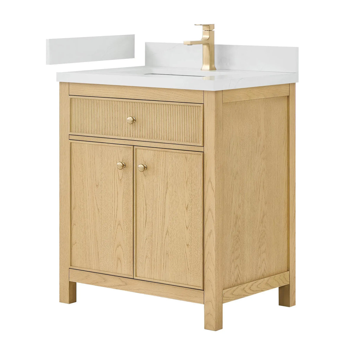 30" Rian Single Bathroom Vanity Scandinavian Oak Satin Bronze Trim by wyndham View 1
