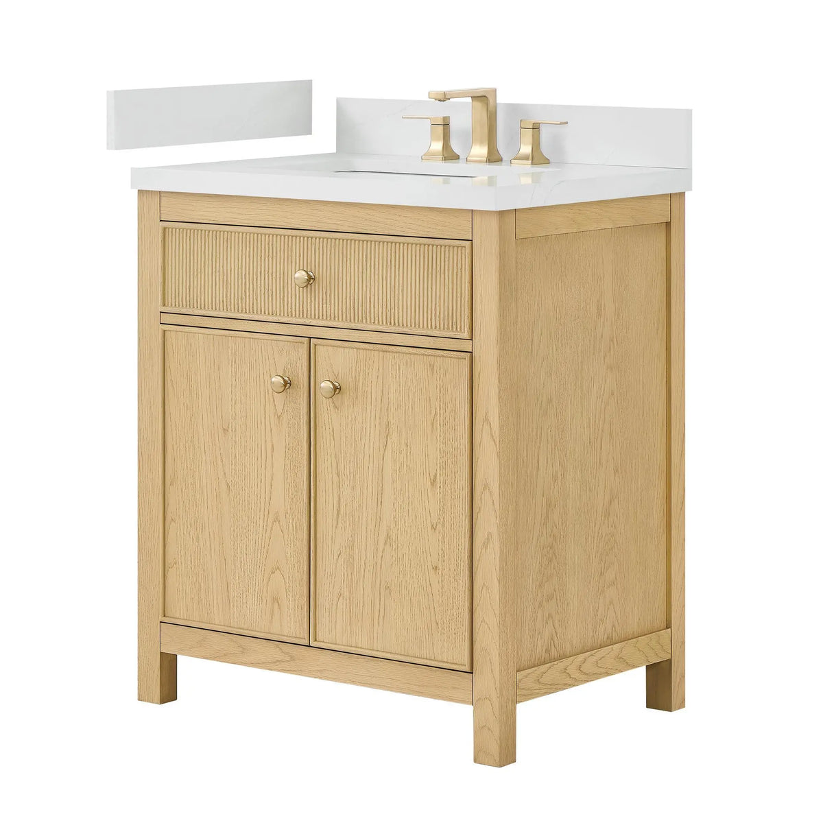 30" Rian Single Bathroom Vanity Scandinavian Oak Satin Bronze Trim by wyndham View 5