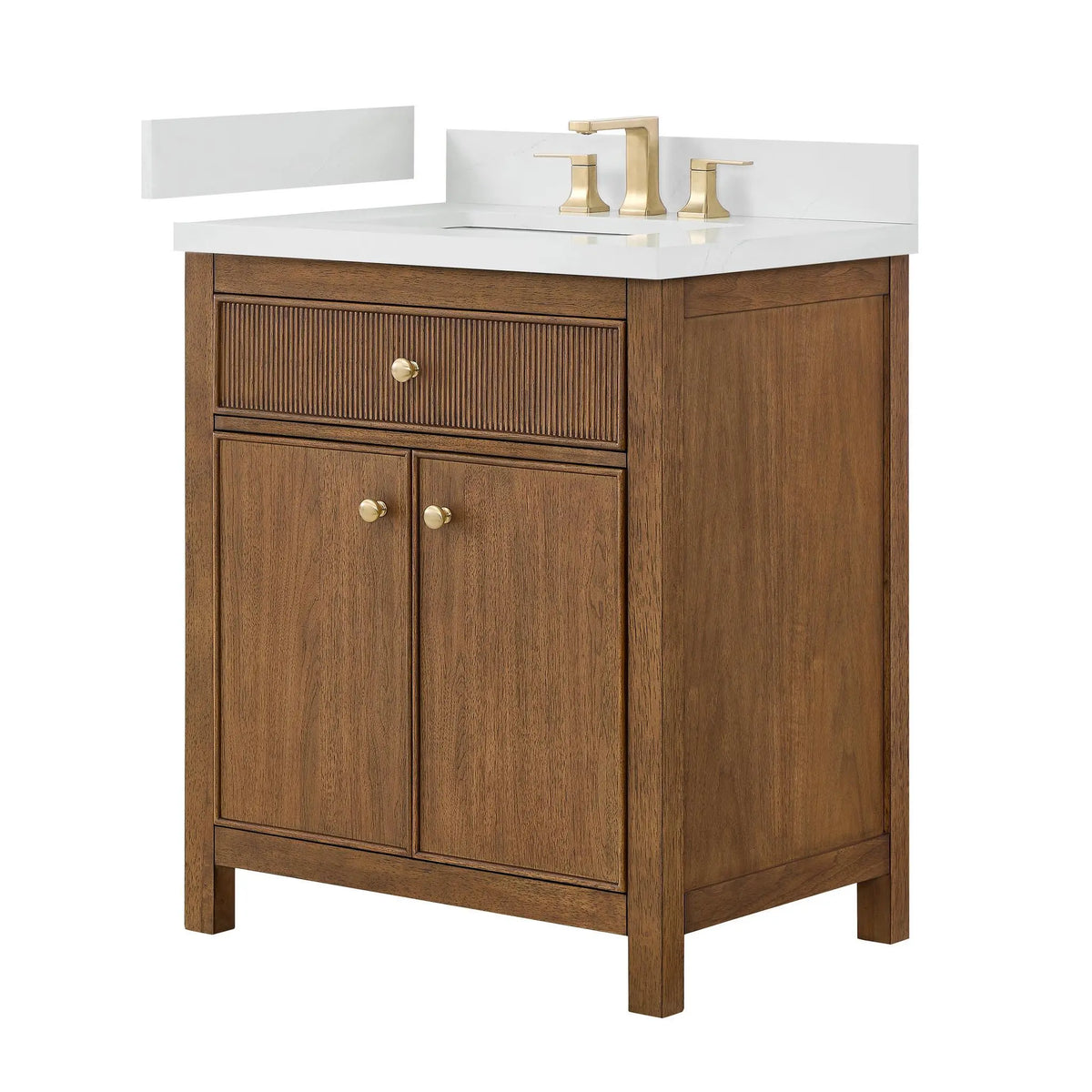 30" Rian Single Bathroom Vanity Toasted Walnut Satin Bronze Trim by wyndham View 5